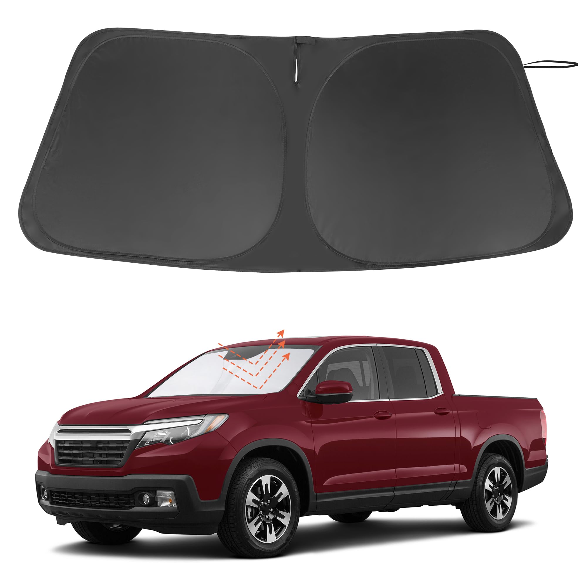 Windshield Sun Shade Custom Fit For 2017-2024 2025 Honda Ridgeline Crew Cab Accessories Foldable Sunshade Sun Blocker Protect Ca