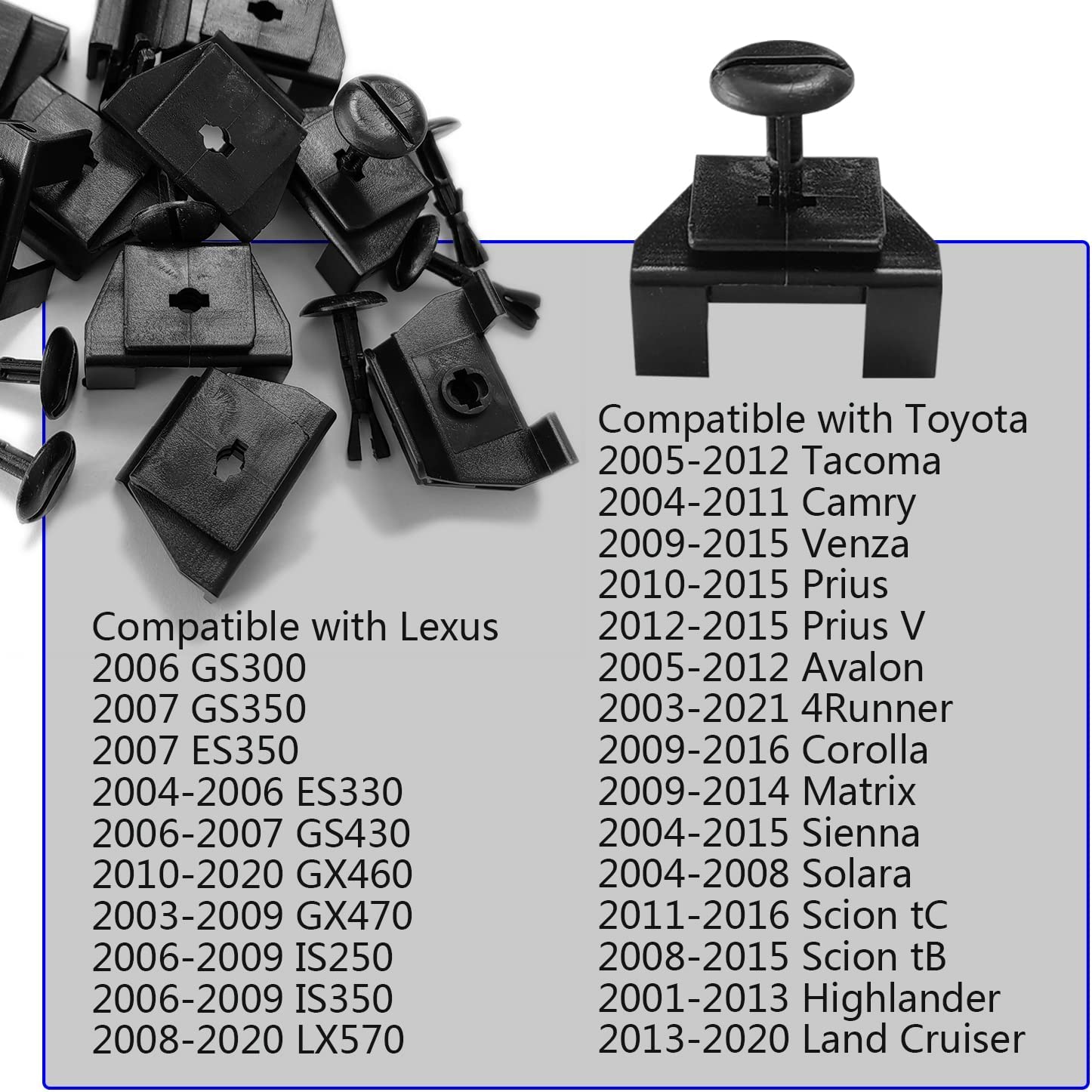 20 Sets Front Fender Bumper Cover Clip Kit Compatible with Toyota Lexus Tacoma Avalon Camry Corolla Highlander 53879-58010 47749