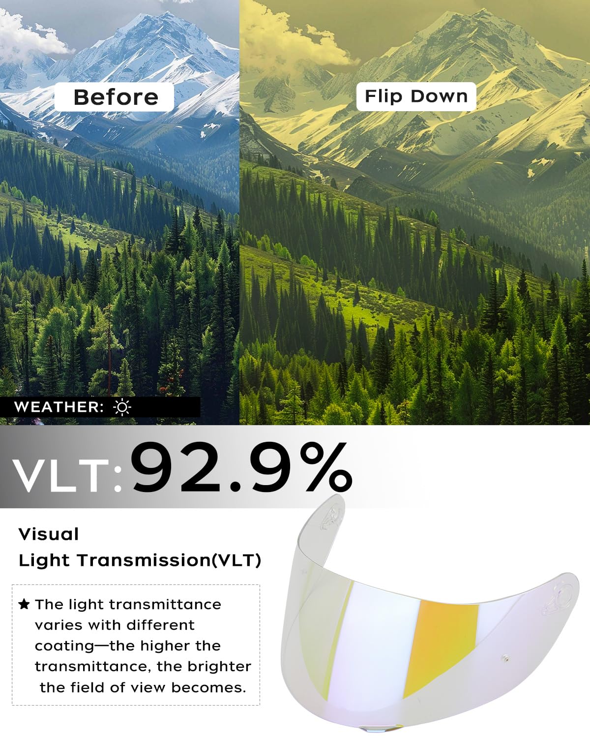 Soman K1 Helmet Visor Replacements, K1S Tinted Helmet Visor Compatible With K1 K1S K3Sv K5 K5S Uv Protection (Transparent Revo B