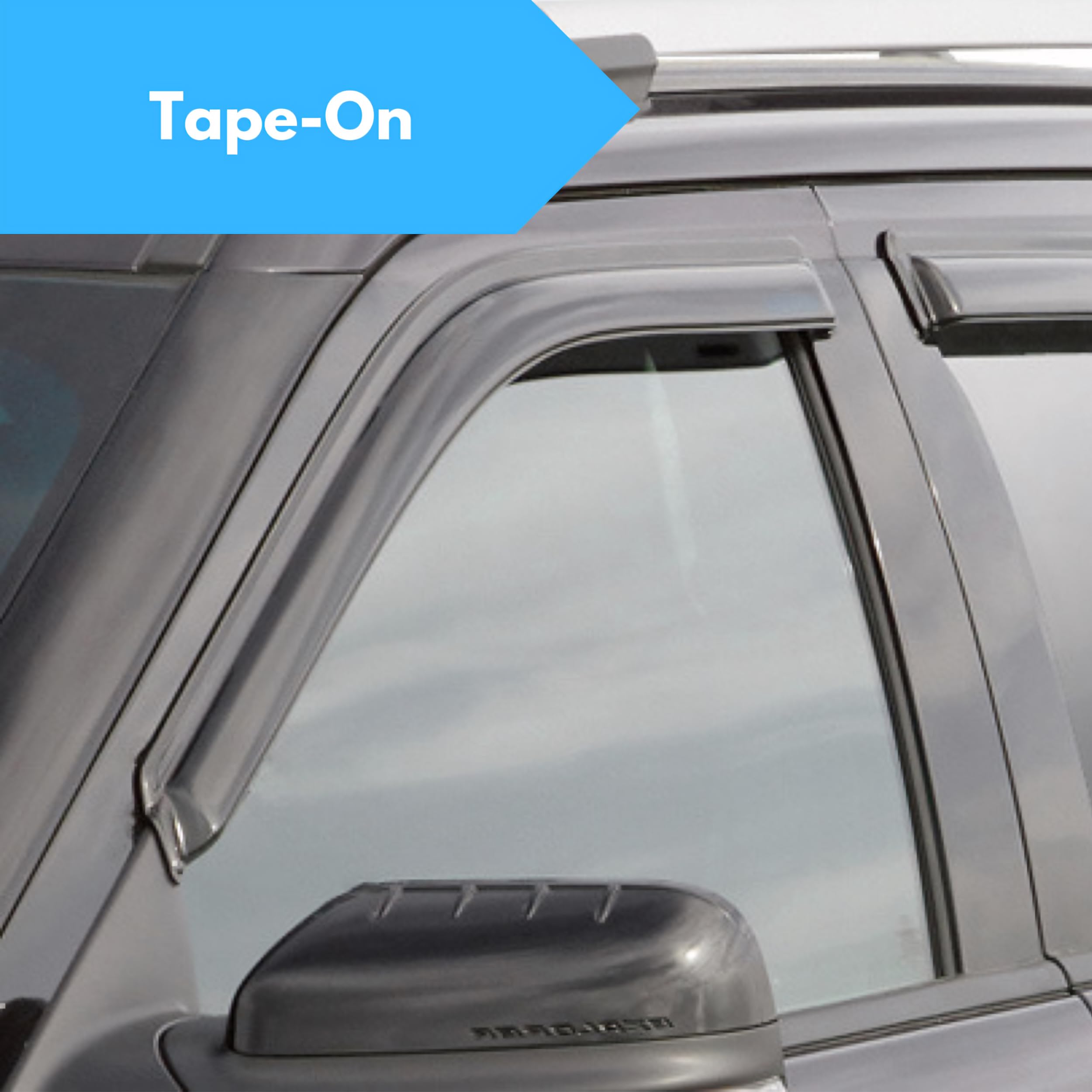 Ig Window Visor For 2002-2008 Dodge Ram 1500 Quad Cab & 2003-2009 Ram 2500Hd 3500Hd Quad Cab, Rain Guard Tape-On Side Vent Defle