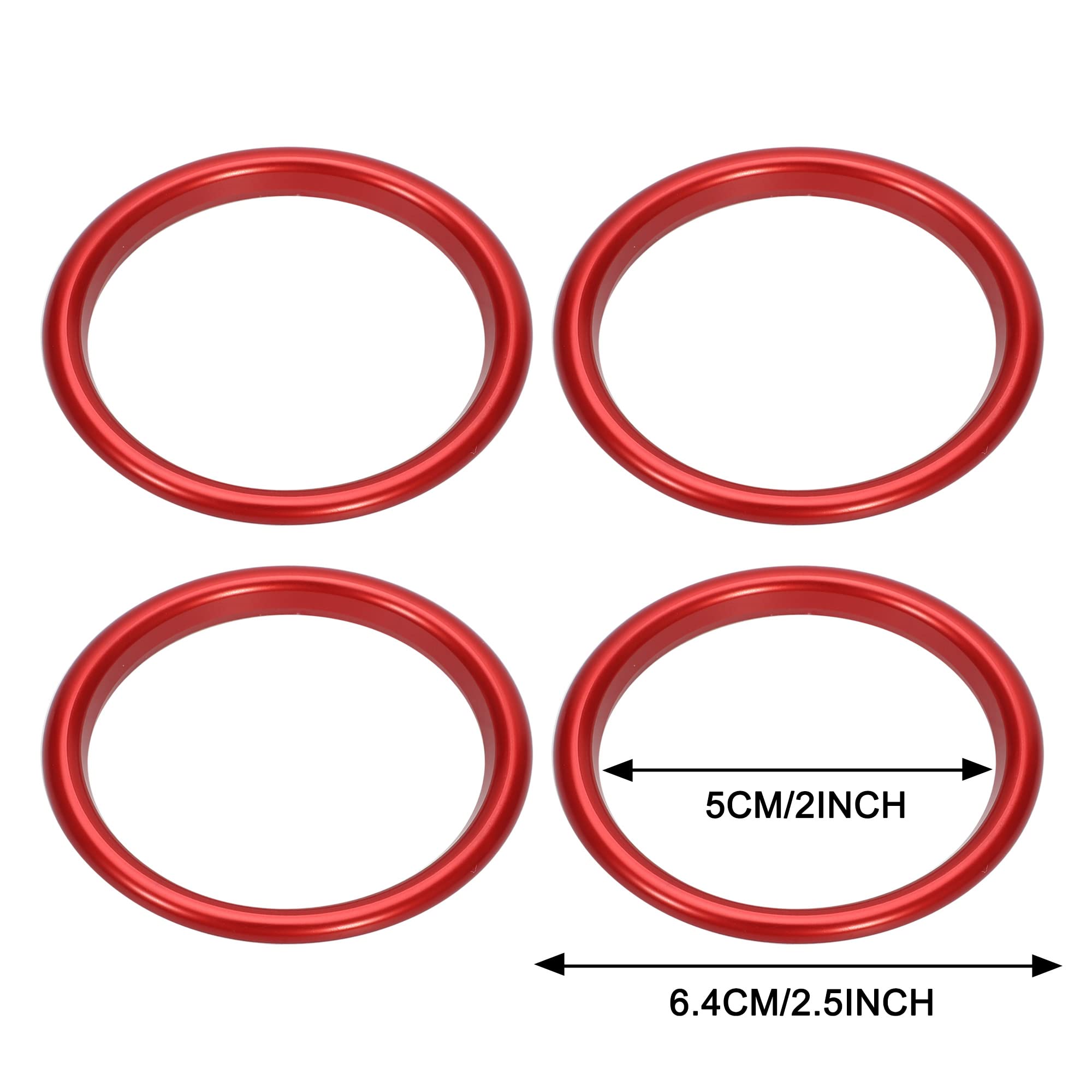 TOMALL 4pcs Aluminum AC Vent Outlet Ring Cover Compatible with Audi A3 S3 RS3 Air Conditioning Inner Vent Trim Decoration Interior Accessories (Red-Inner Ring)