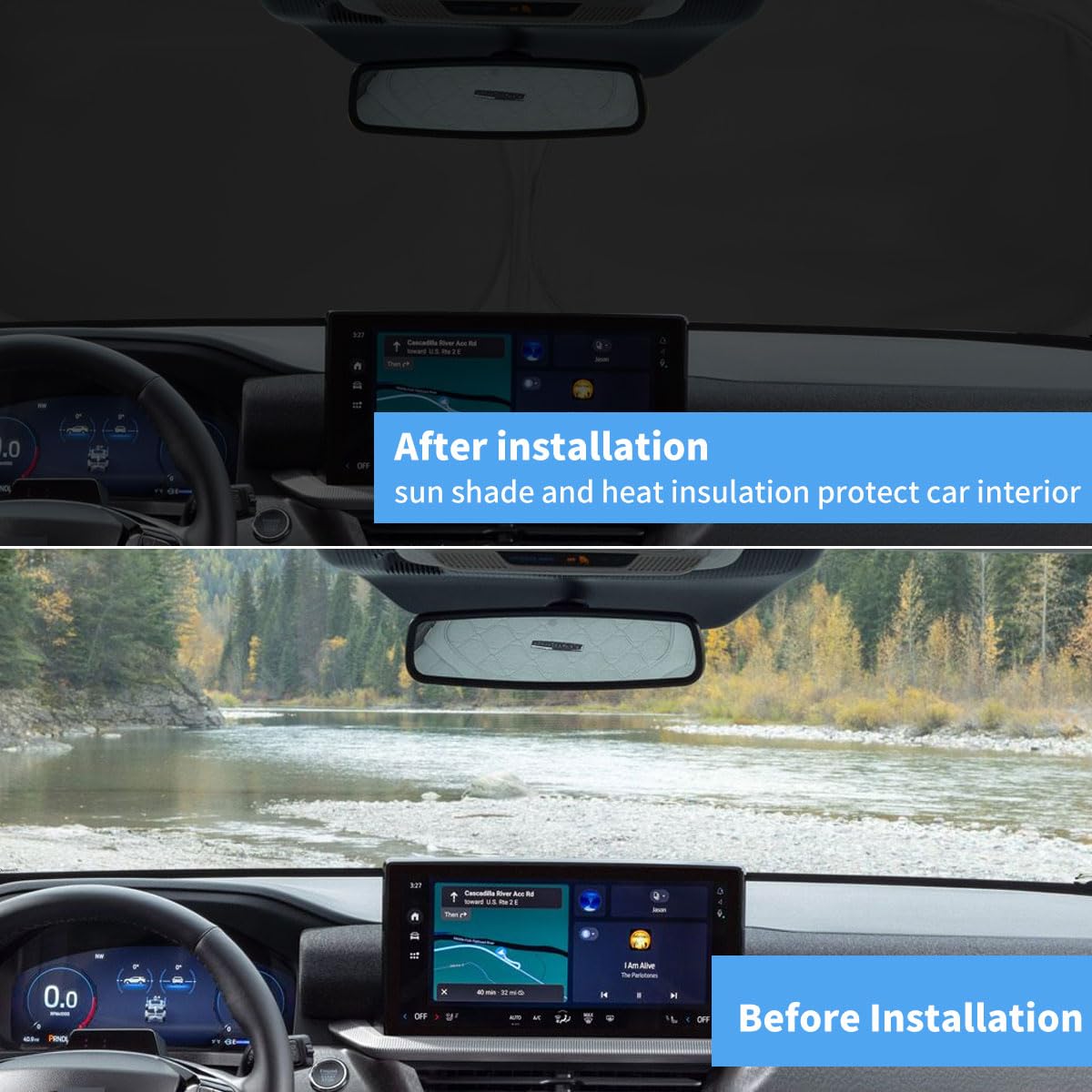 Windshield Sun Shade For Ford Explorer Window Sunshade 2020 2021 2022 2023 2024 2025 Accessories Sunshade Windshield Cover - 4 L