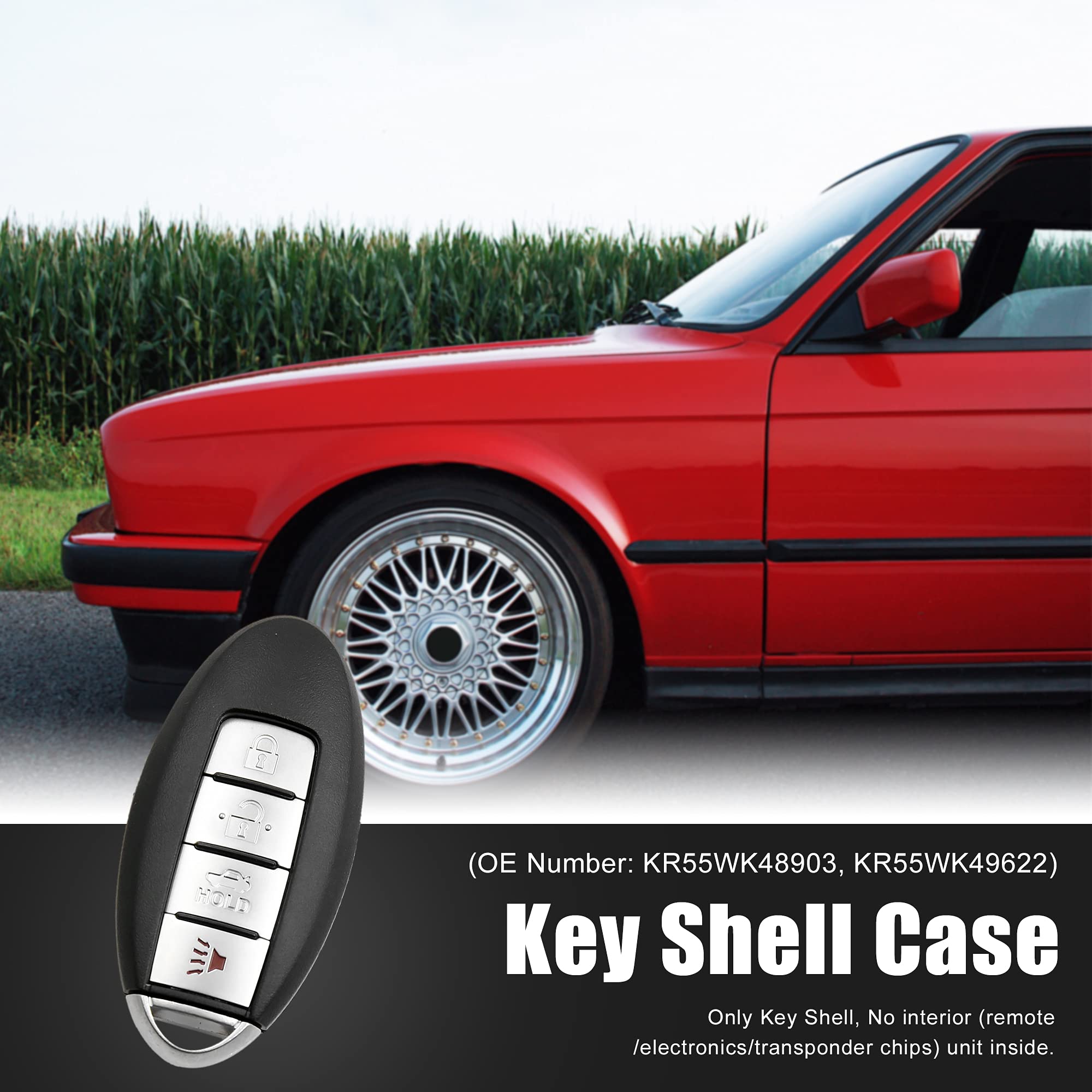 Uxcell 4 Buttons Uncut Insert Key Fob Remote Control Case Shell Replacement Kr55Wk48903 For Nissan Altima 2007-2012 Maxima 2010-