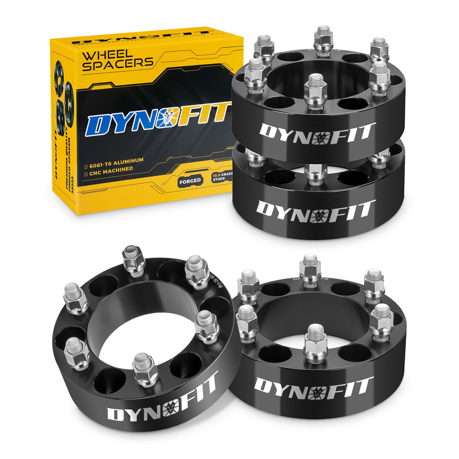 dynofit 6x5.5 to 6x5.5 Forged 2inch Wheel Spacers Adapters for 1999-2024 Silverado 1500 Sierra 1500 Yukon 2019-2024 Ram 1500 | S
