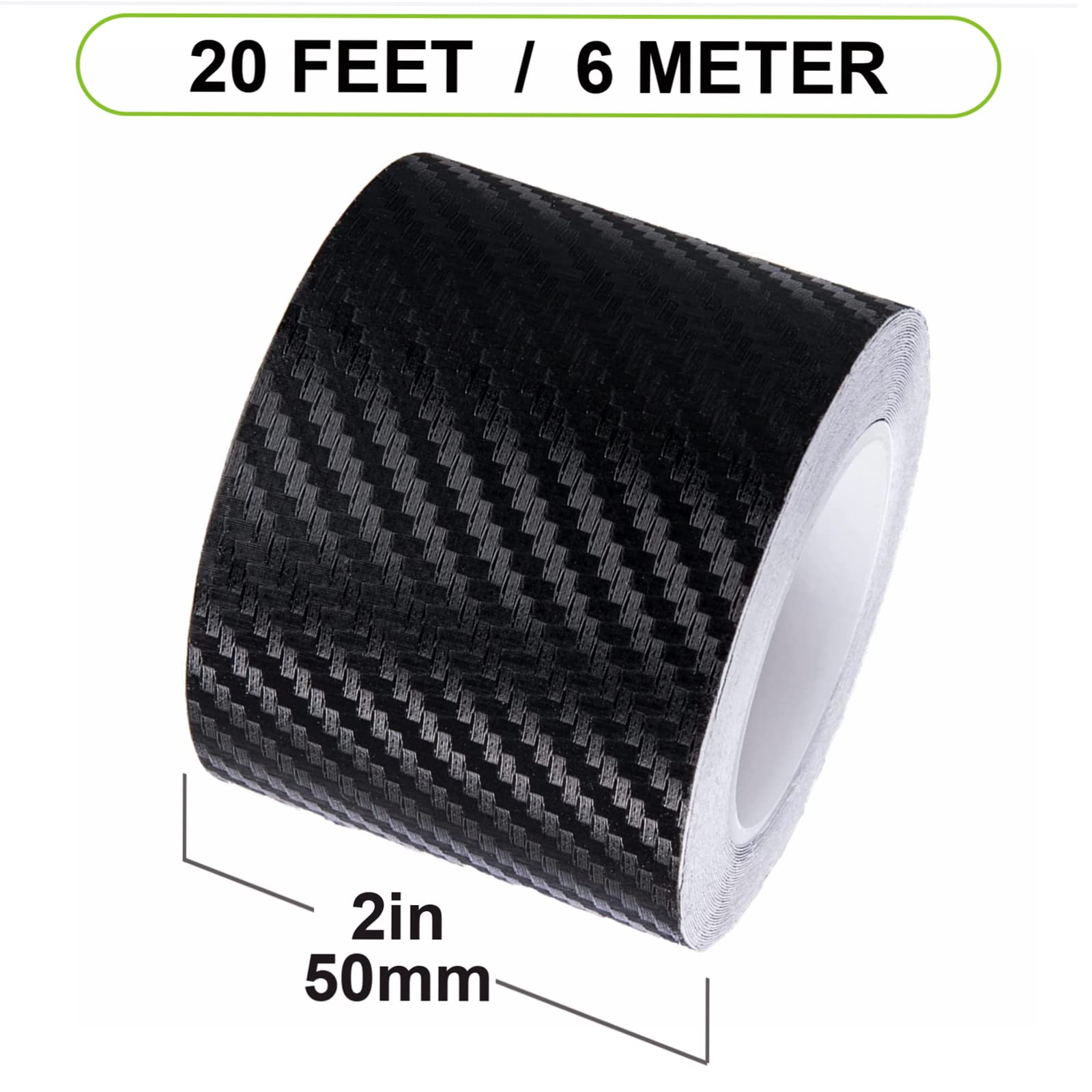 Spurtar Carbon Fiber Wrap Black Vinyl Wrap For Cars, 2 Inch X 20 Ft Universal Chrome Delete Dry Carbon Fiber Tape Car Door Edge