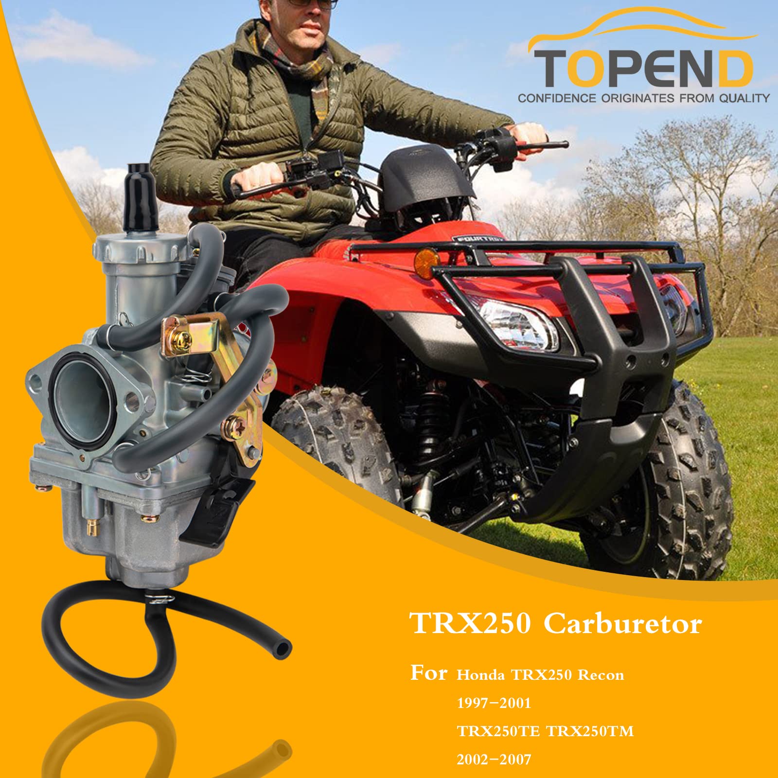 TRX250 Carburetor Compatible With Honda TRX 250 Recon TRX250 Recon TRX250TM TRX250TE ATV Carb TRX250 Carb (with TRX 250 Air Filt