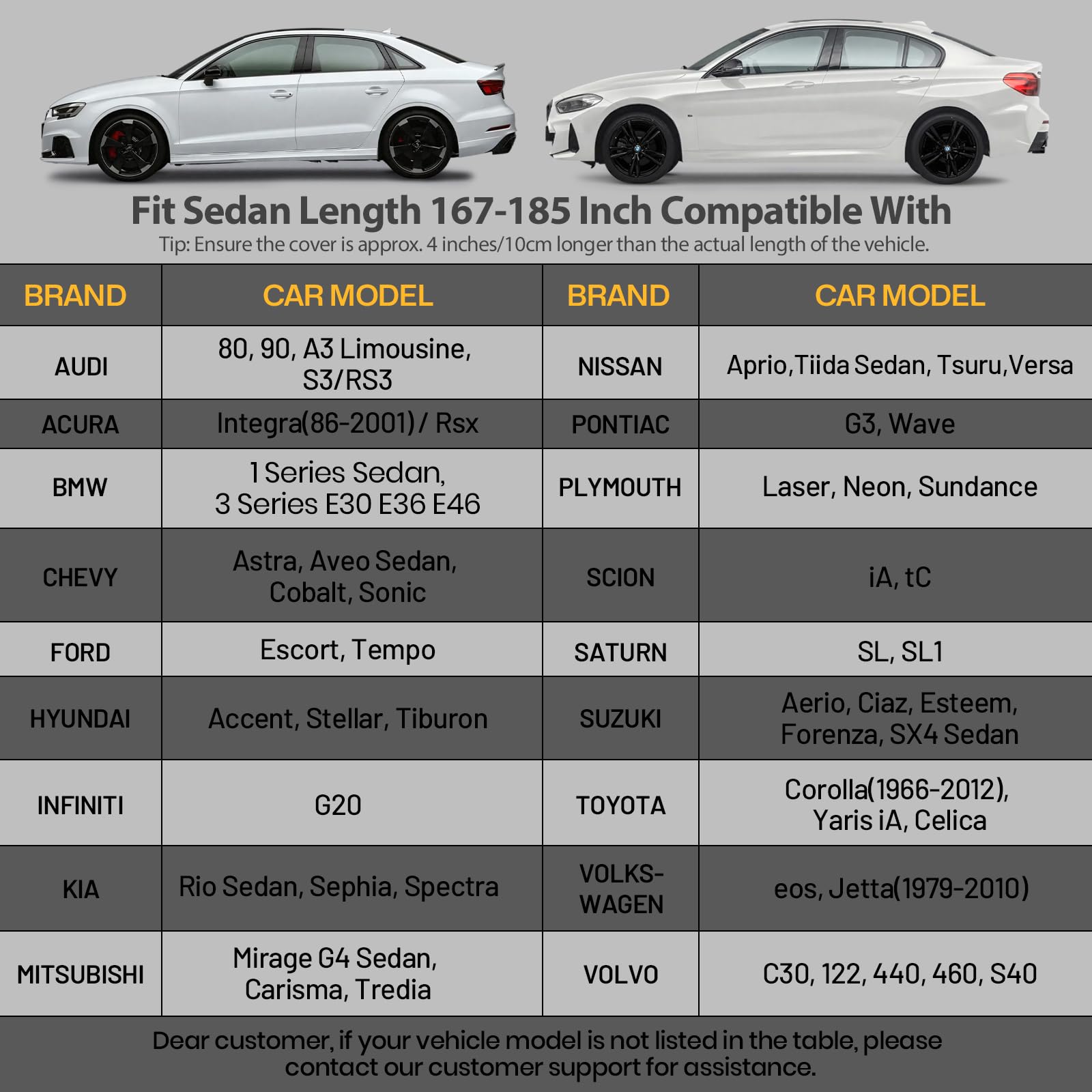 Favoto 6 Layers Sedan Car Cover Waterproof All Weather for Automobiles Heavy Duty Outdoor Sun Snow Protection with Door Zipper U