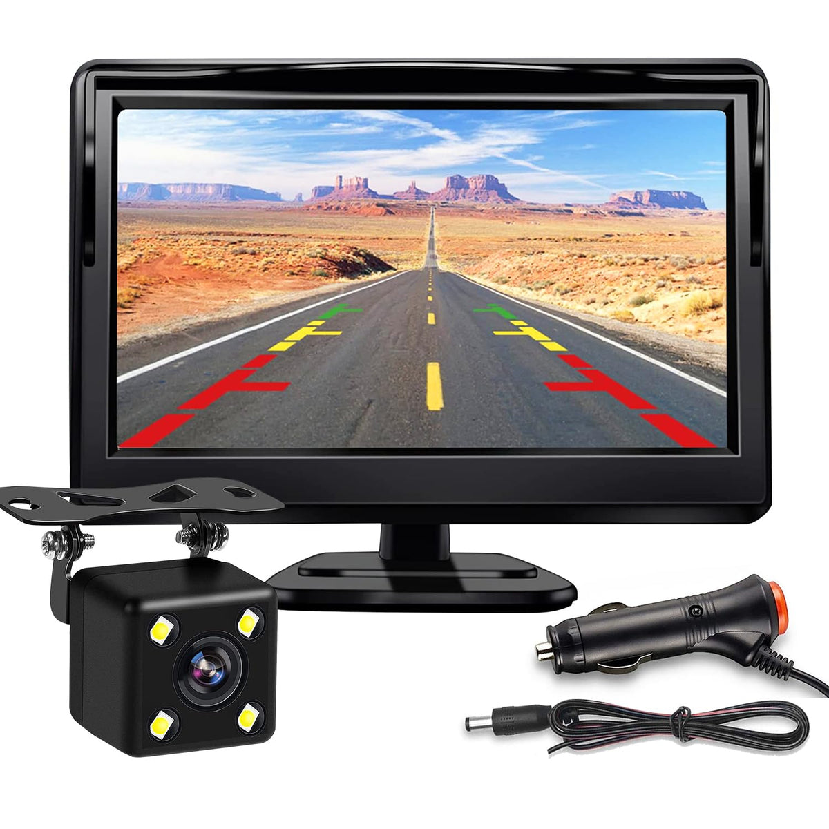 Kairiyard Backup Camera, Car Reverse Rear View Camera With 5In Monitor Hd 170 Wide Angle Night Vision Vehicle Back Up Camera Sys