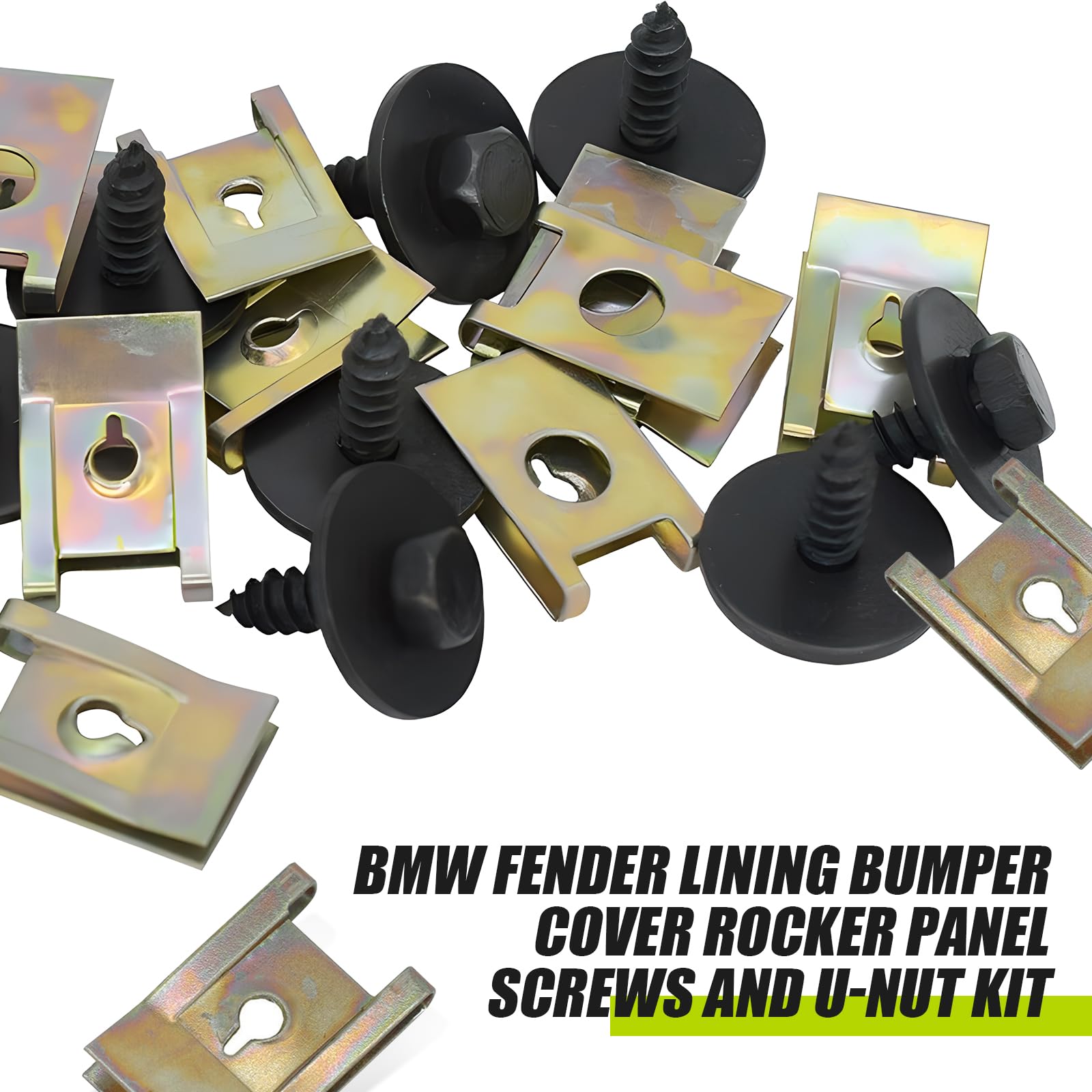 GKmow Pack-40 Bumper Cover Screws, Multi-Purpose U-Nuts Clips, Automobile Body Fasteners Kit, Fender Liner Retainers, Compatible