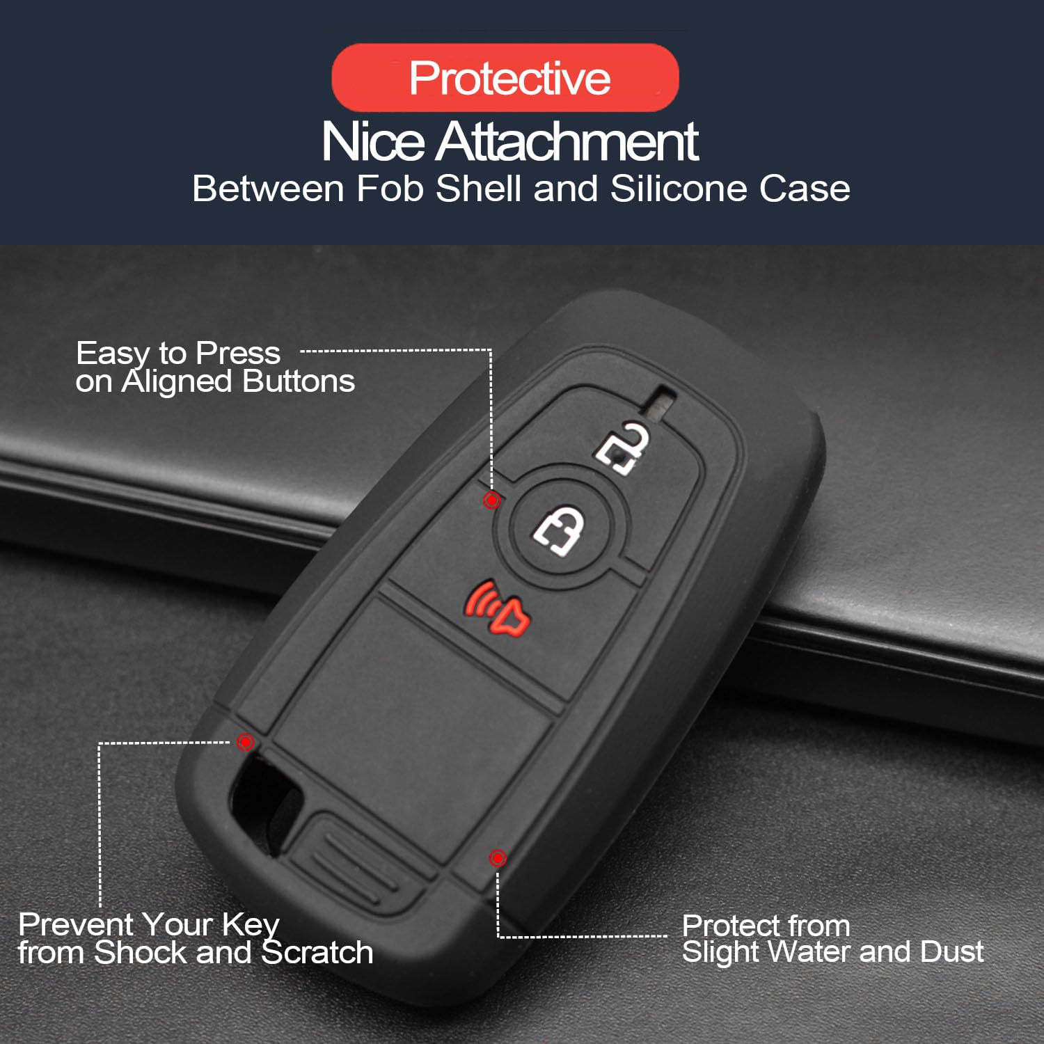 INFIPAR 2pcs Compatible with Ford Edge Explorer EcoSport F-150 F-250 F-350 F-450 F-550 Super Duty F-650 F-750 Bronco Expedition