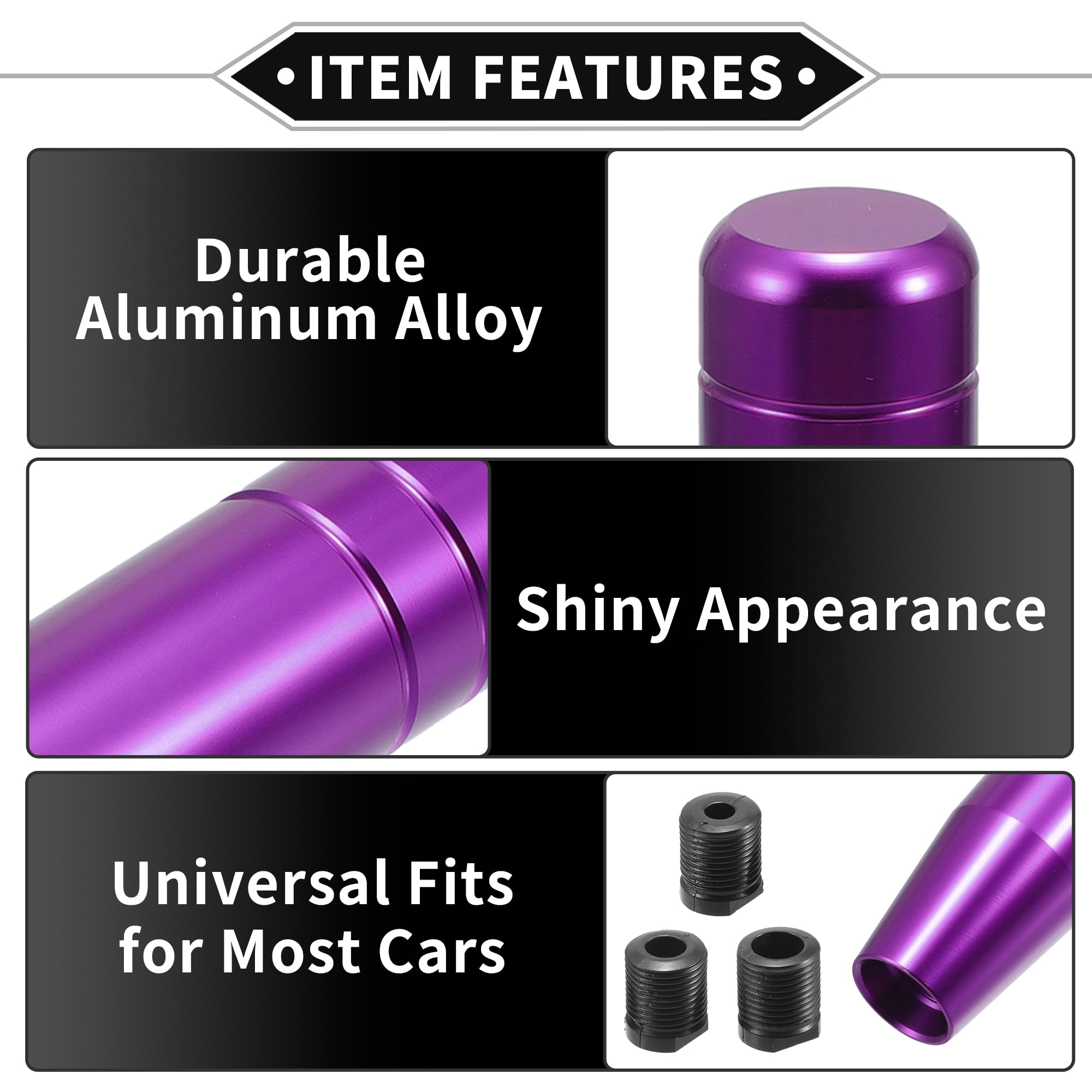 VekAuto Gear Shifter Knob Kit, 18cm Car Shift Lever Knob Universal for Automatic and Manual Vehicle Durable Aluminum Alloy Purpl