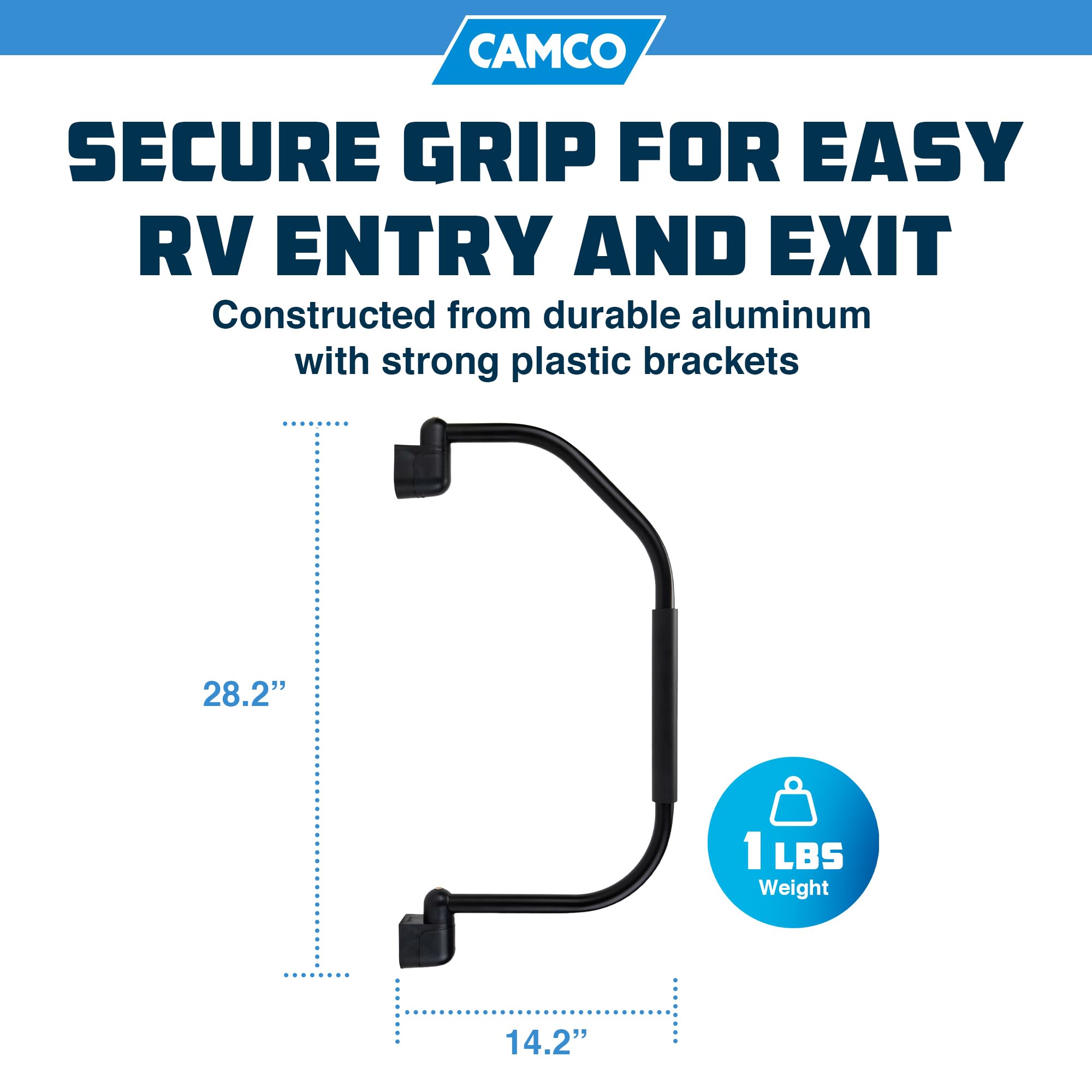 Camco Fold-Away Rv Grab Handle | Features Comfort Sleeve And Made Of Durable Aluminum | (42175)