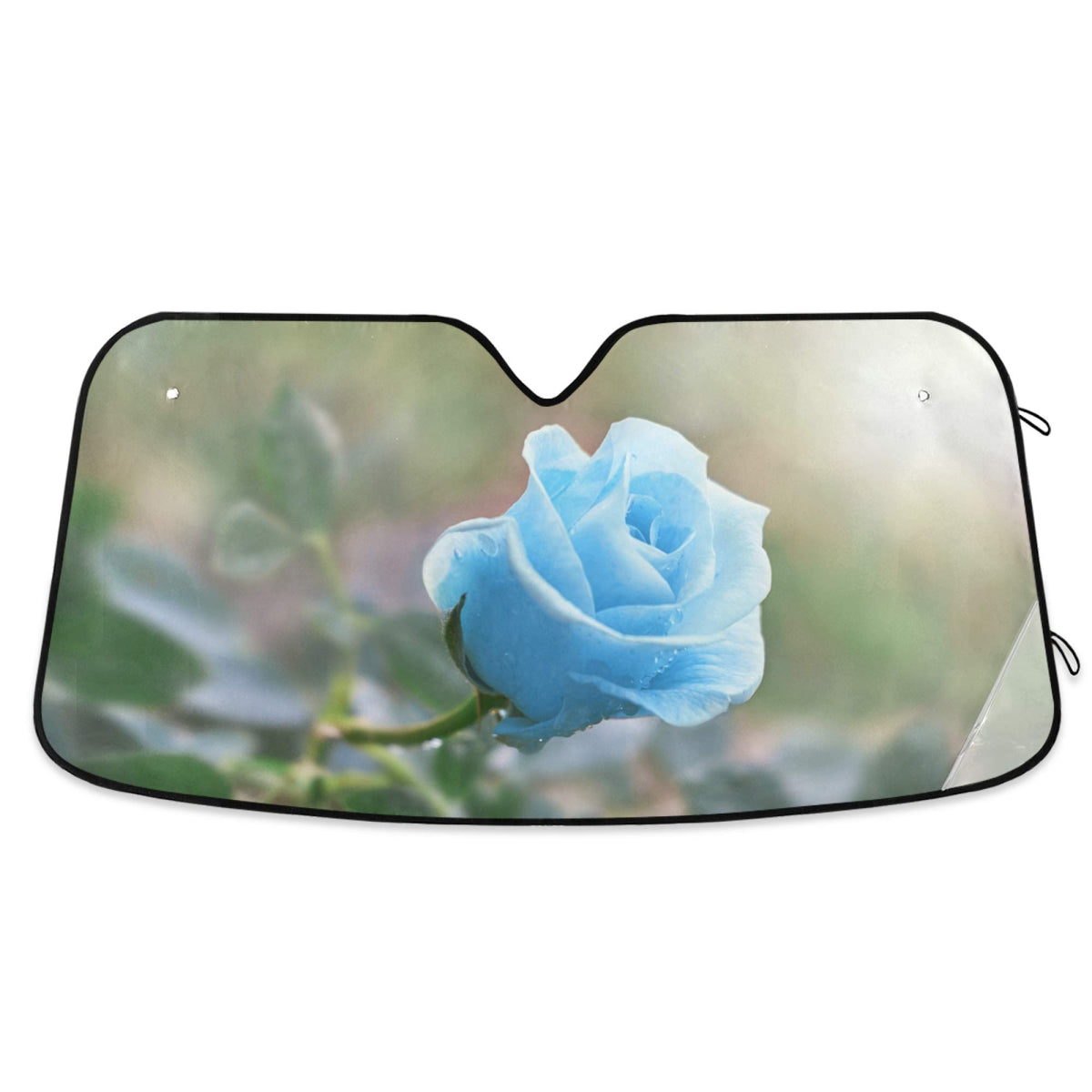 YYZZH Pretty Blue Rose Flower Valentines Day Car Windshield Sun Shade Block UV Rays Sun Visor Protector Accordion Folding Sunsha