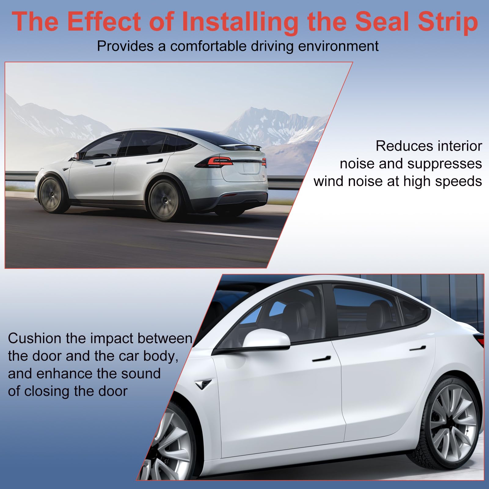 DOTAATDW Car Weather Stripping for Tesla Model 3 Car Door Rubber Seal Strip Self Adhesive Auto Soundproofing Weatherstrip for Fr