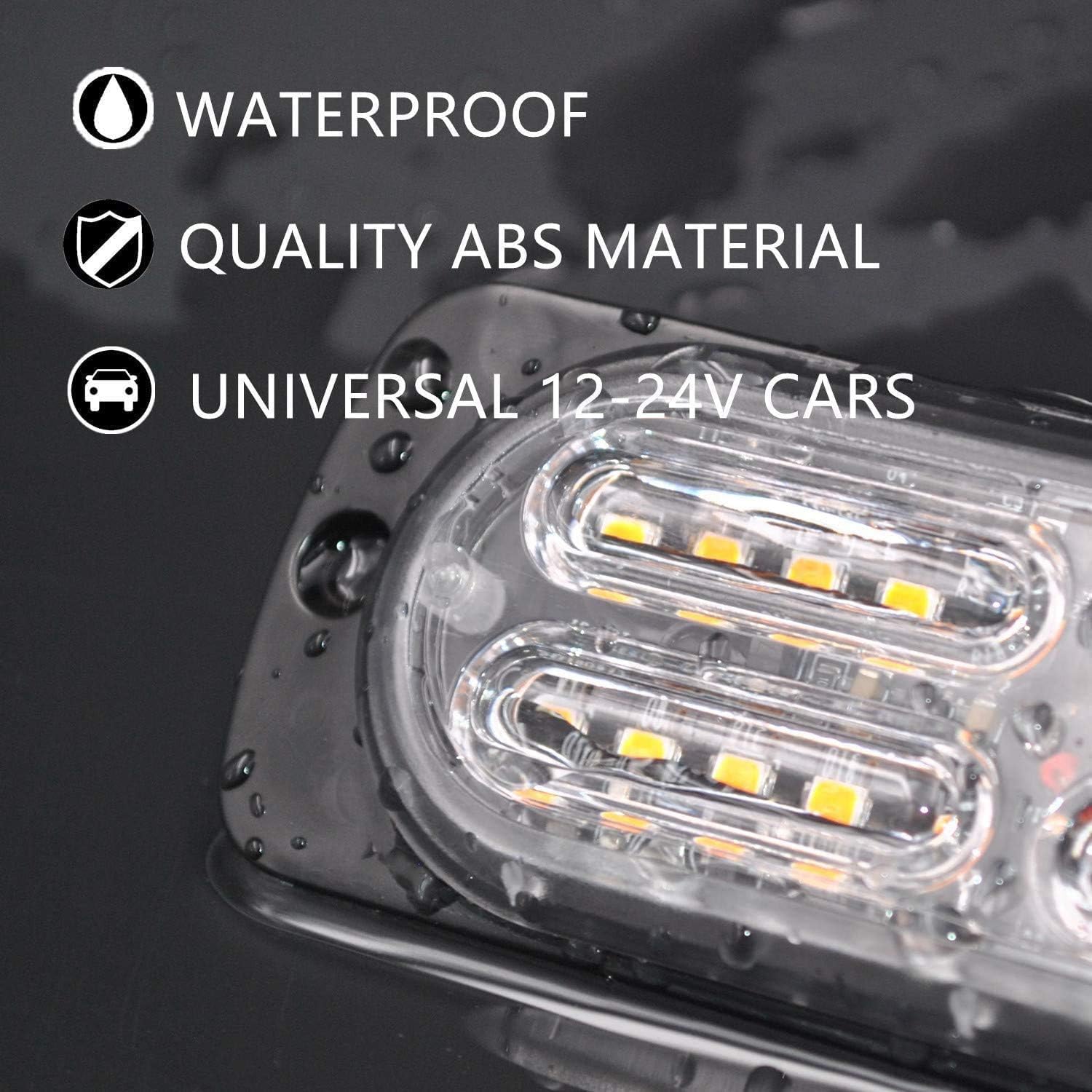 Ease2U E 12-24V 24-Led Super Bright Emergency Warning Caution Hazard Construction Waterproof Amber Strobe Light Bar With 32 Diff