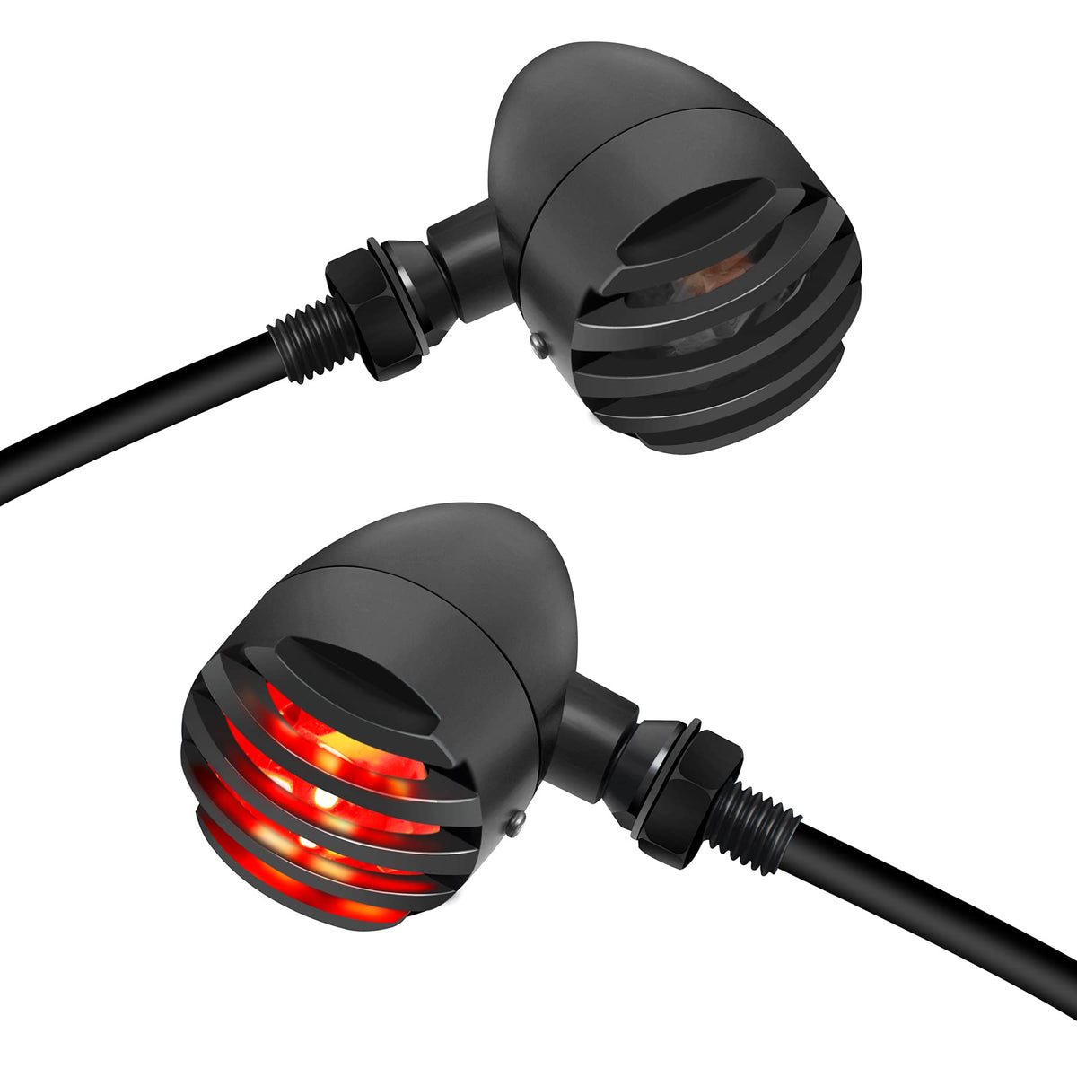 Nthreeauto Motorcycle Led Turn Signals Smoked Rear Blinkers Indicator Light Universal Compatible With Harley Sportster Honda Shadow Suzuki Yamaha Kawasaki Vulcan Bobber 12V Motorbikes