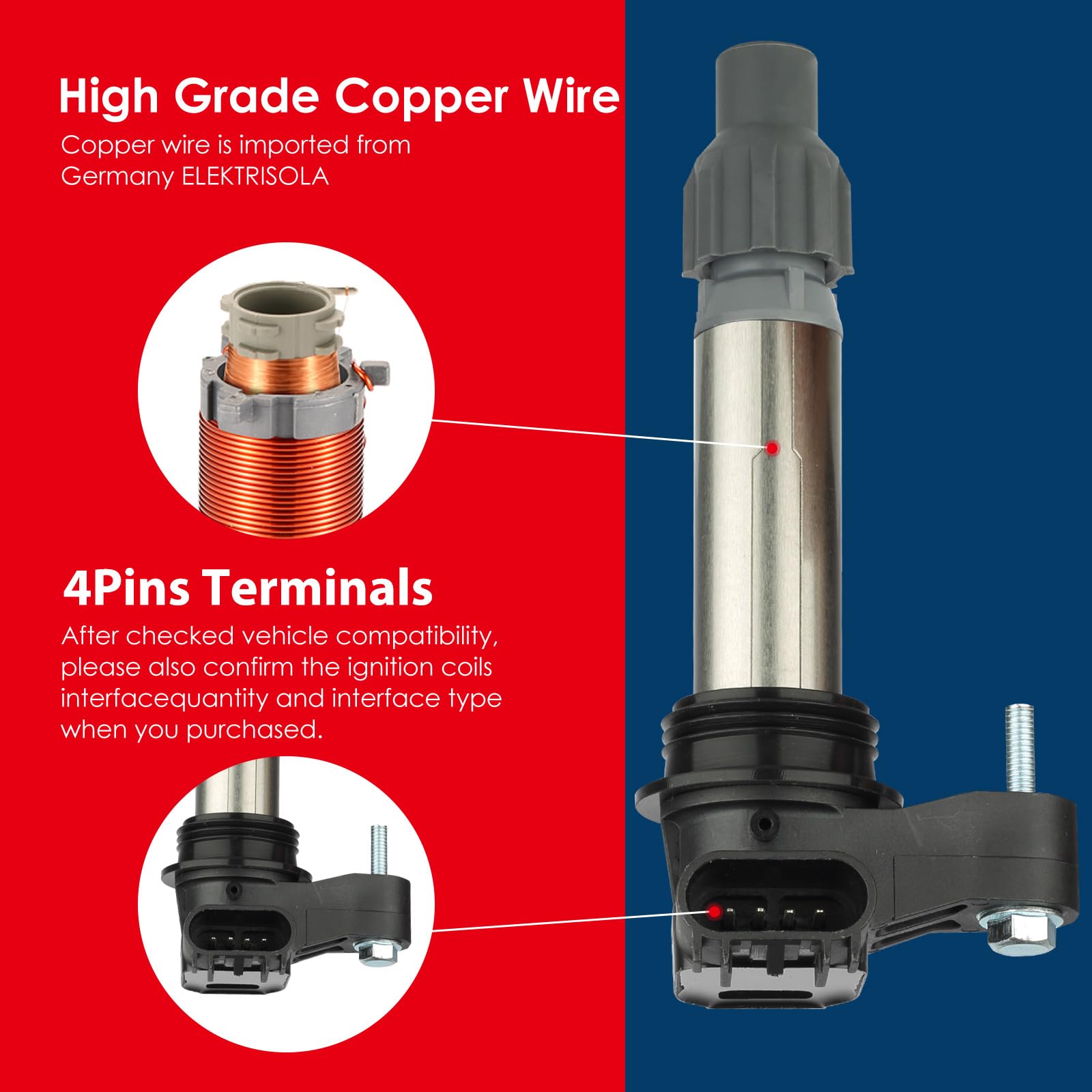 Ignition Coil Pack Set of 6, UF569 Ignition Coil for for GMC Acadia for Buick Enclave for Chevy Traverse Impala Camaro Equinox f