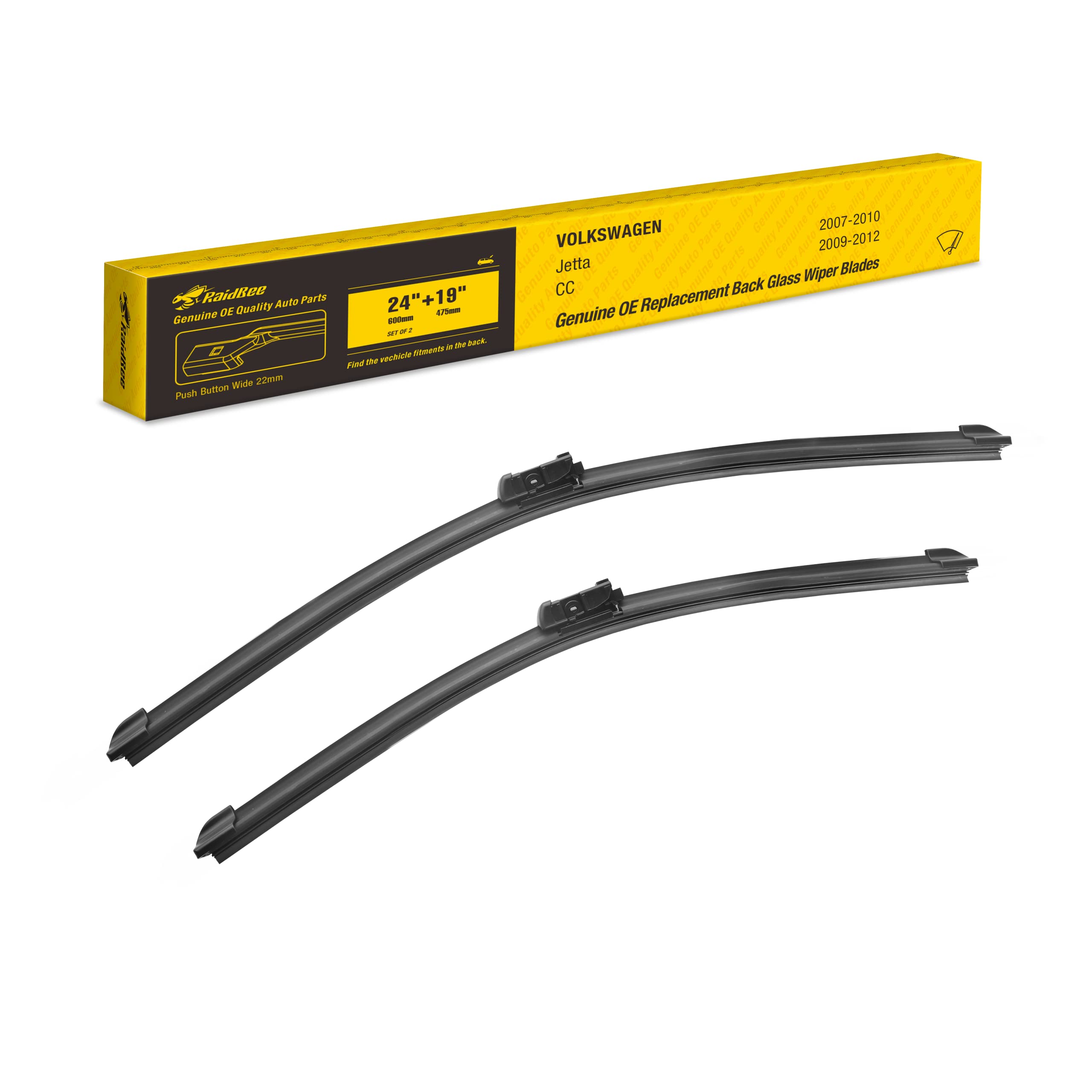 Raidbee Oem Windshield Wipers Blades Replacement For Volkswagen Jetta 2010-07,Cc 12-09,Gti 12-06,Eos 16-06 Front Windshield Wipe