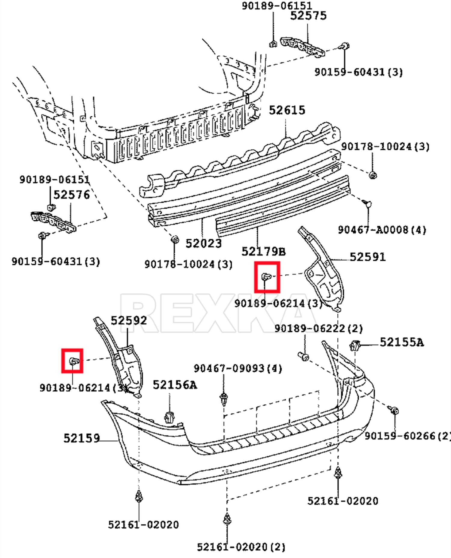 Rexka 25Pcs Fender Liner Clips Screw Grommet Retainer Compatible With Toyota 90189-06214 Tacoma Tundra