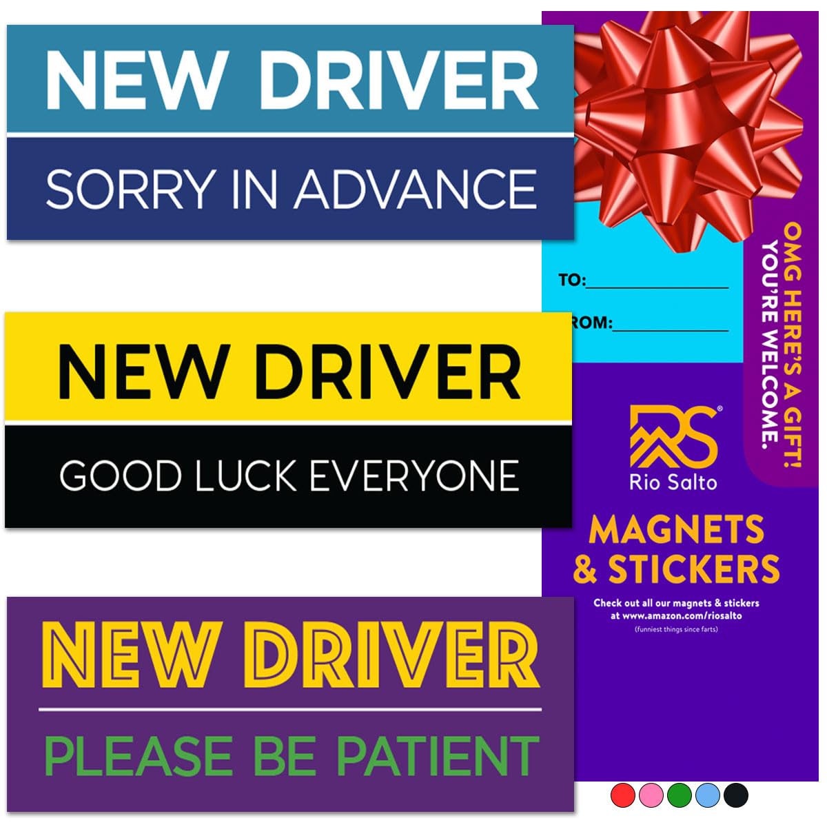 Rio Salto 3-Pack Large Reflective New Driver Car Magnet Please Be Patient Magnet Permit Student Driver Magnets Sticker Cool Pran