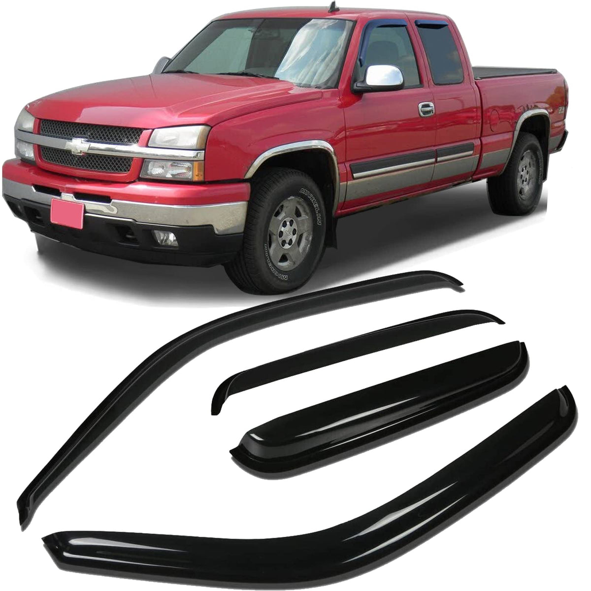 Window Visors Rain Guards Side Wind Deflectors for 1999-2006 Silverado & Sierra 1500/2500/3500/2500 HD Extended Cab, 07 Classic 