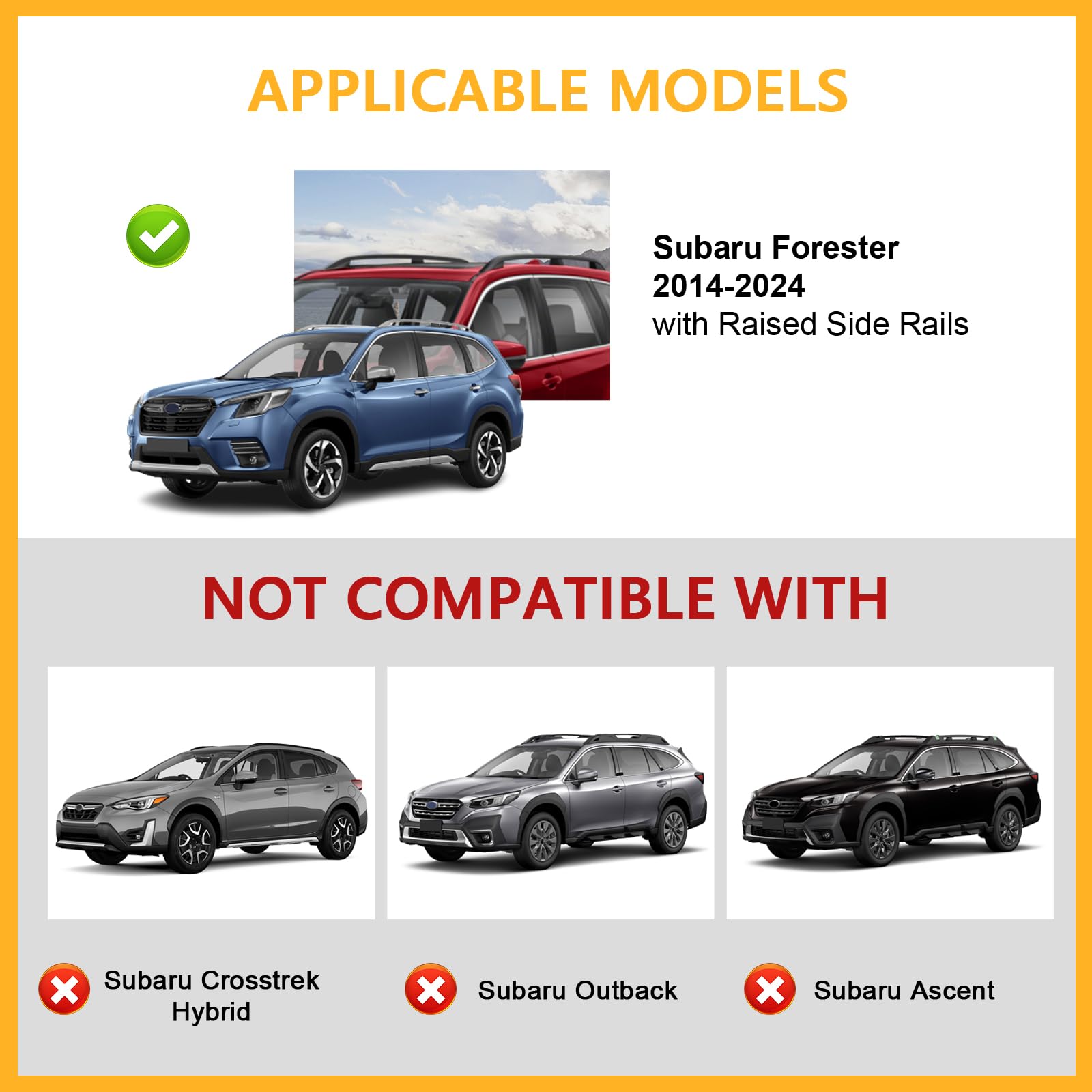 Tuyoung Lockable 220lbs Roof Rack Cross Bars Compatible with Subaru Forester 2014-2025 with Raised Side Rails (Not for Wildernes