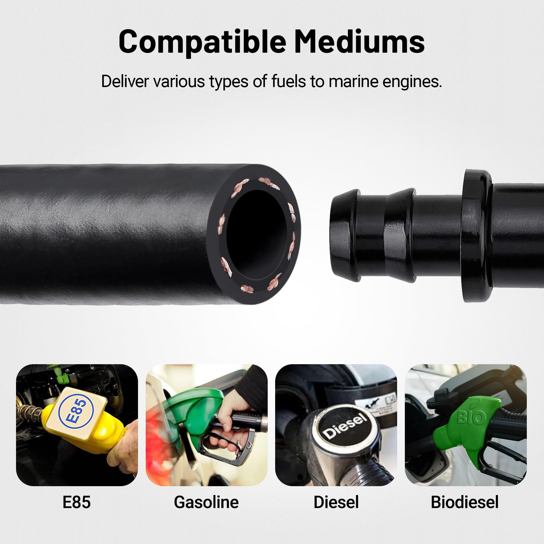 EVIL ENERGY 3/8 Marine Fuel Line Hose Rubber 10FT Type A1-15 SAE J1527