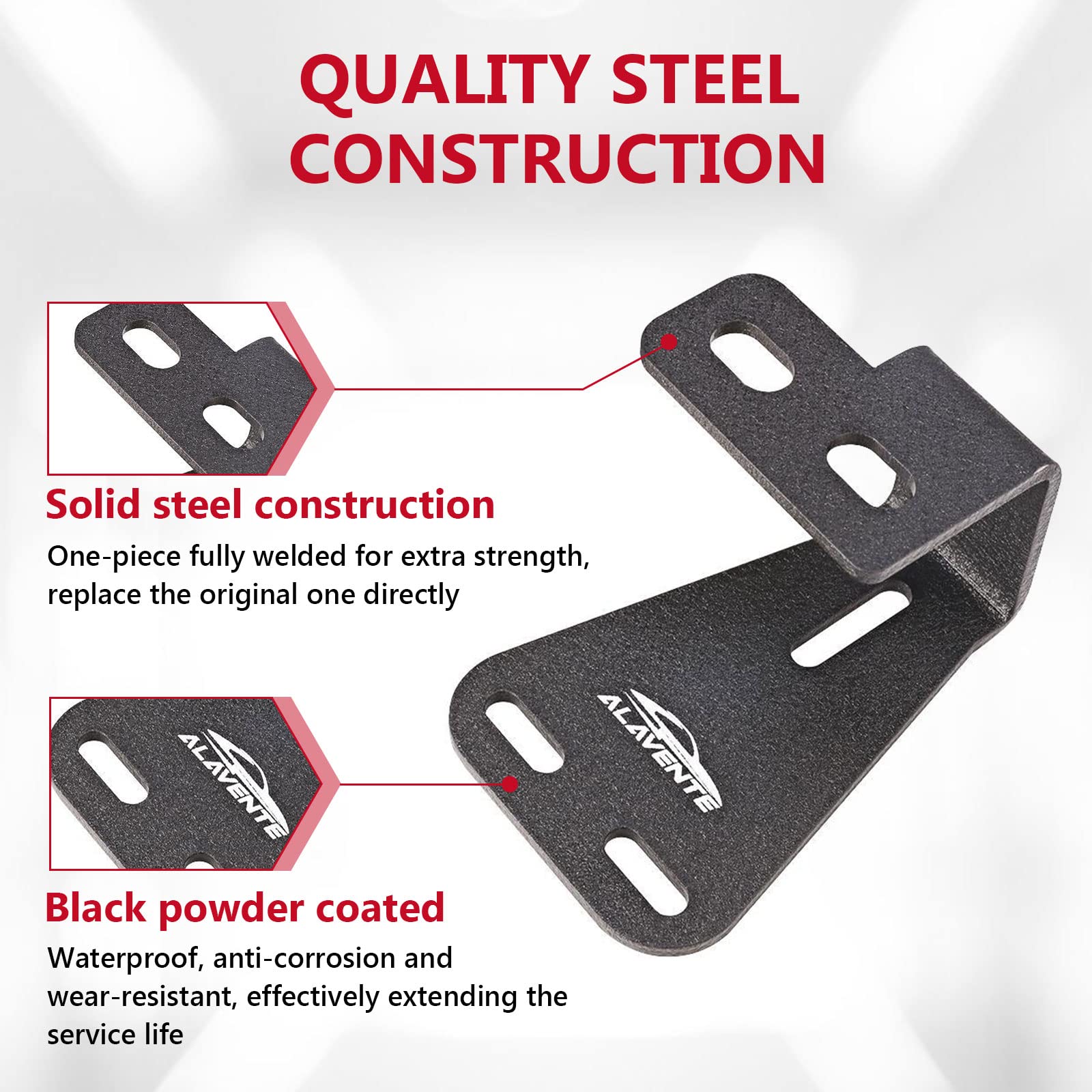 ALAVENTE High Lift Jack Mount Hinge Mounting Hood Bracket for Jeep Wrangler CJ 1944-1986 / YJ 1987-1995 / TJ 1997-2006 (Pair, Black)