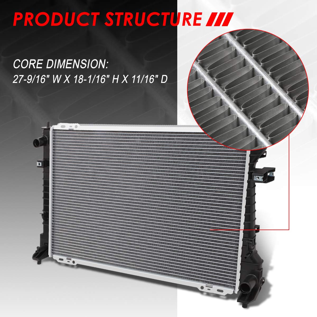 Auto Dynasty Radiator Compatible With 2008-2012 Ford Escape Mazda Tribute Mercury Mariner 2.3L 2.5L, Dpi 13040 Factory Style 1-R
