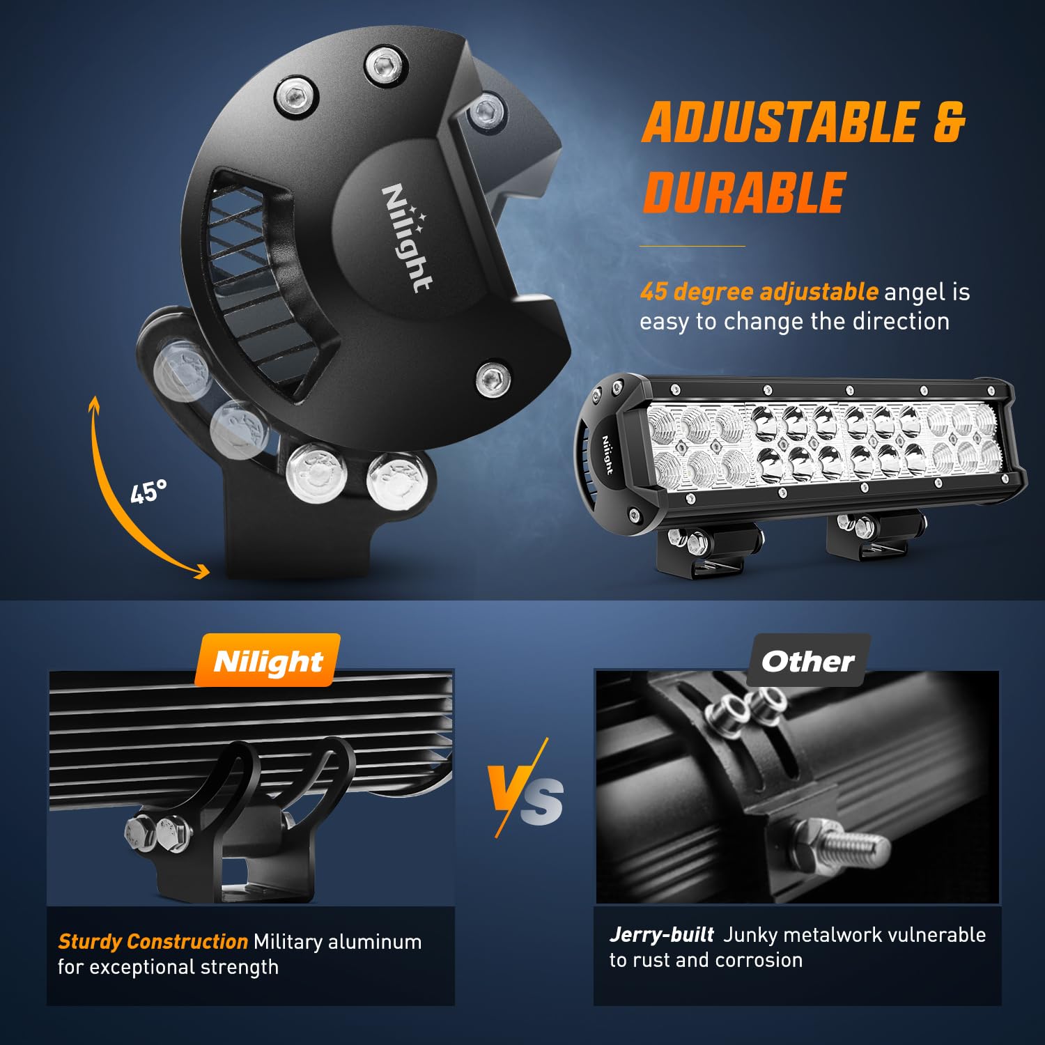 Nilight Led Light Bar 12 Inch 72W Spot Flood Combo Green Beam Off Road Lights Fishing Hunting Emergency Deck Boat Work Lighting