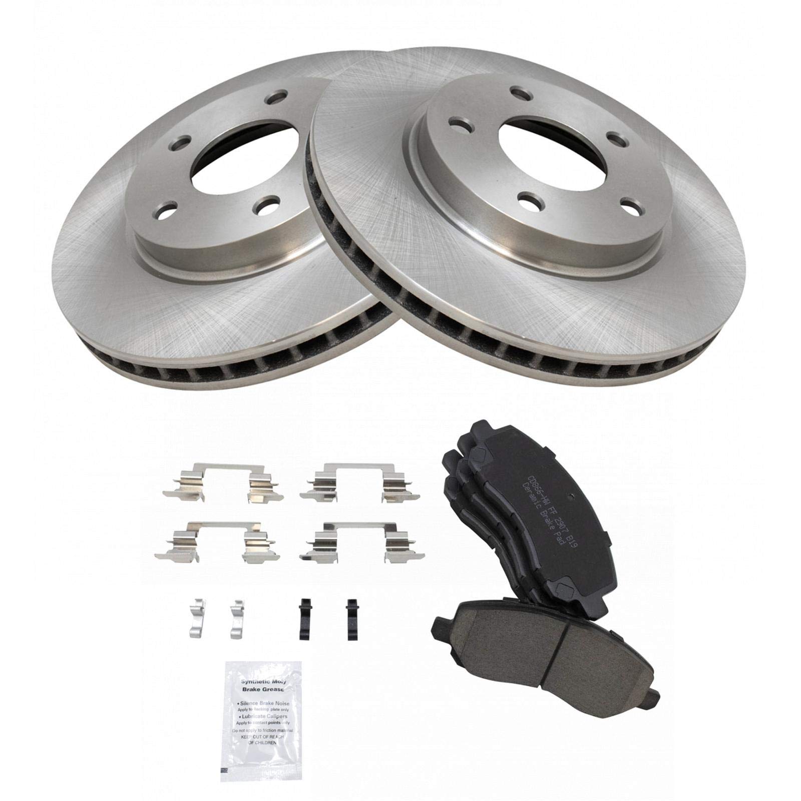 Trq Front Brake Pad & Rotor Kit Brake Pads Brake Rotor Ceramic Compatible With 2007-2012 Dodge Caliber 2008-2017 Mitsubishi Lanc