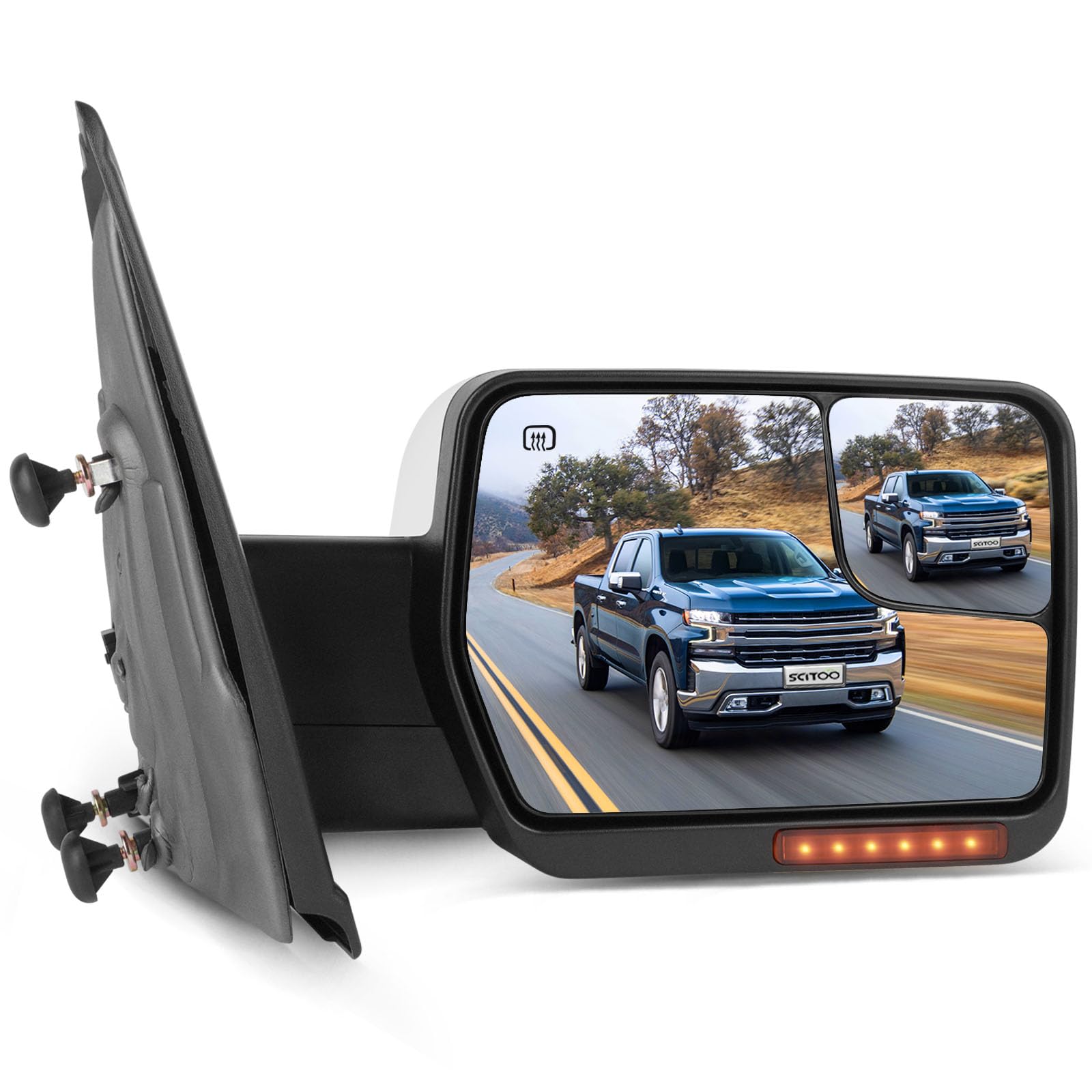 SCITOO Towing Mirror Compatible With 2004-2014 For Ford For F150 A PC(Right Side Towing Mirror) With Power Adjusted Heated Turn 