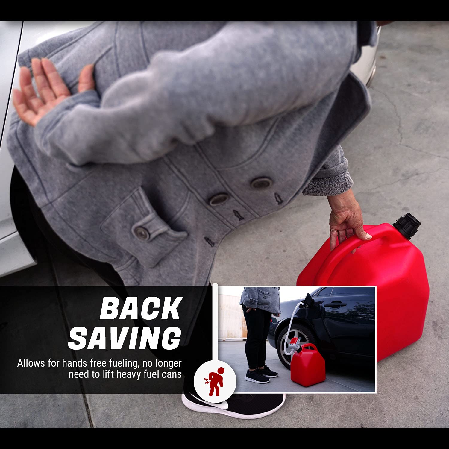 TERA PUMP Nex Gen Garage Gas Can Pump/No more Heavy Gas Can Lifting/No more backache/Dad Father Birthday Gift Present for him/Father's day Gift