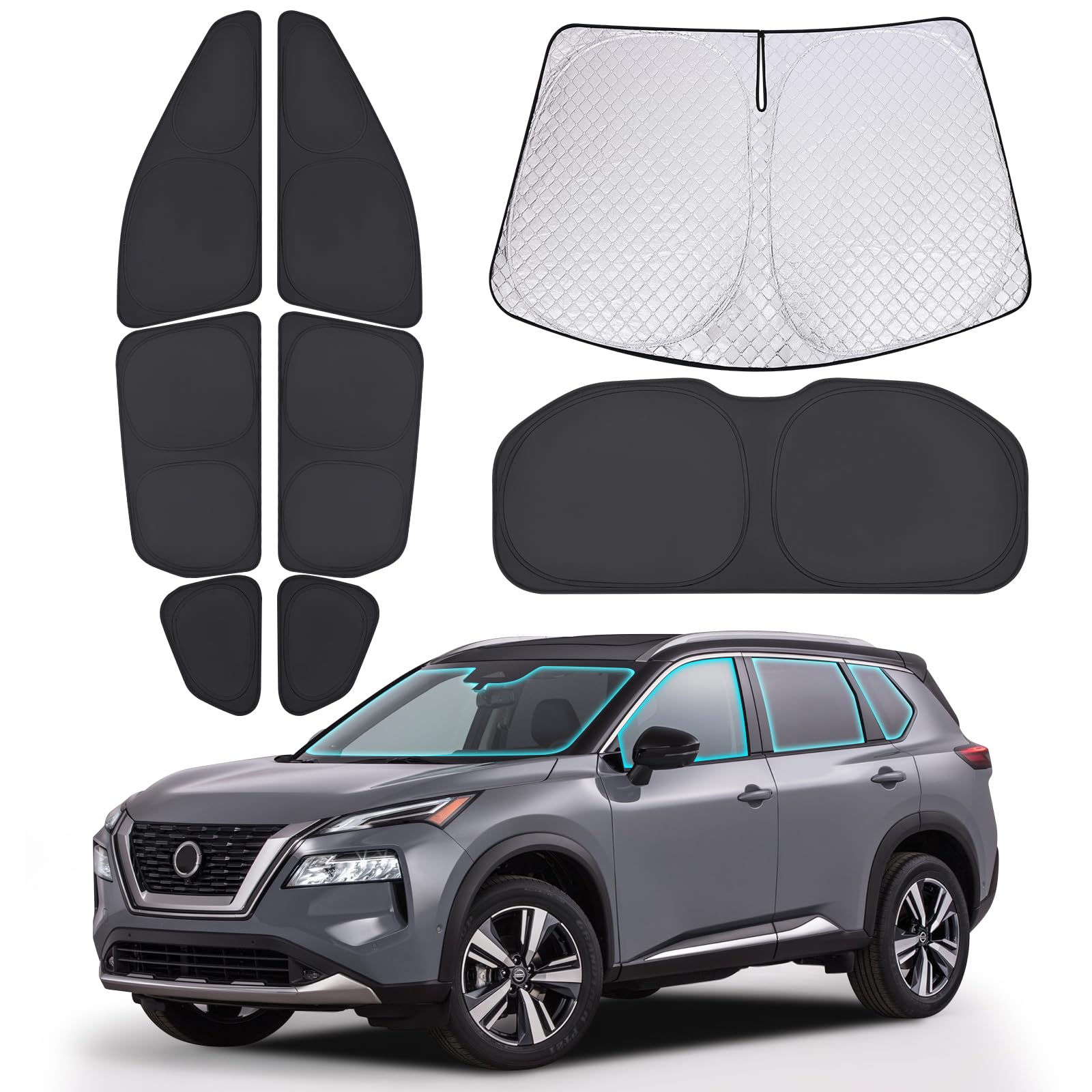 XCBYT 2021-2023 Rogue Window Shades | 6 Layers Thickened Car Window Covers | 2 in 1 Car Full Window Privacy Curtains | 100% Blac