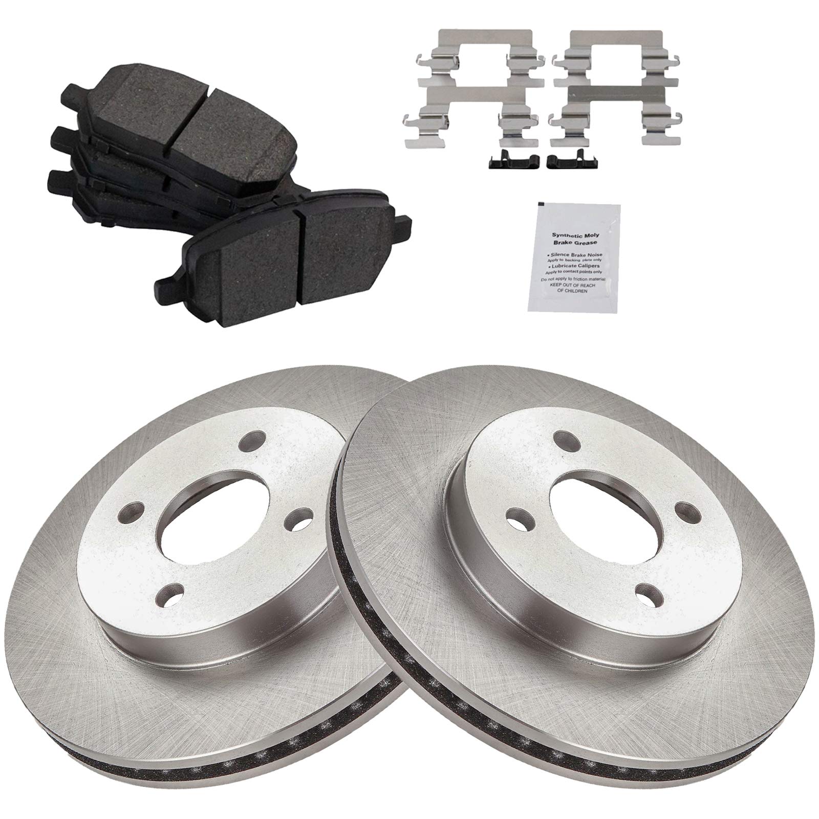 Trq Front Brake Pad & Rotor Kit Semi-Metallic Compatible With 2005-2010 Chevrolet Cobalt 2007-2009 Pontiac G5 2003-2007 Saturn I