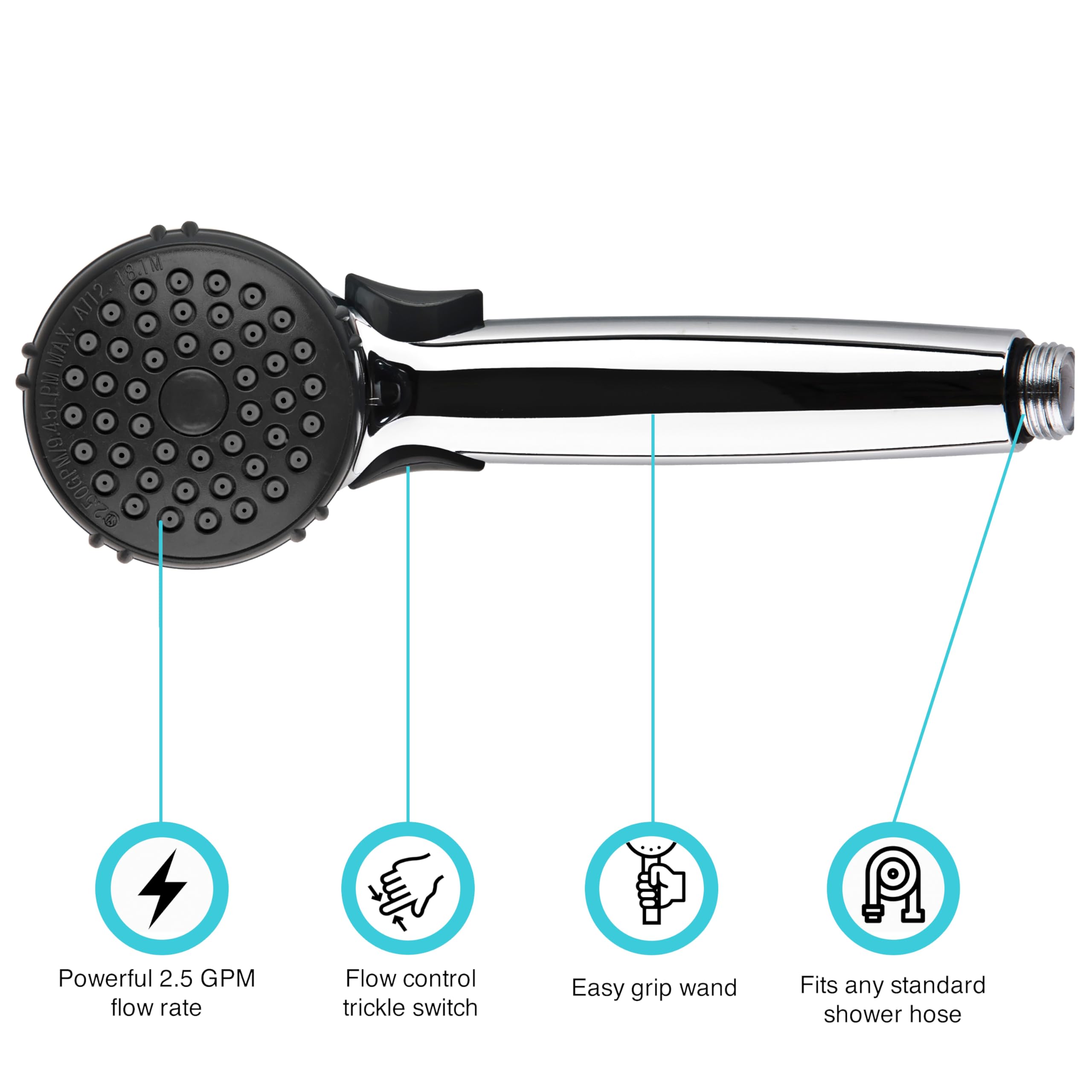 Dura Faucet Df-Sa400K-Cp Rv Hand Held Shower Head - Stainless Steel Hose Kit (Chrome)