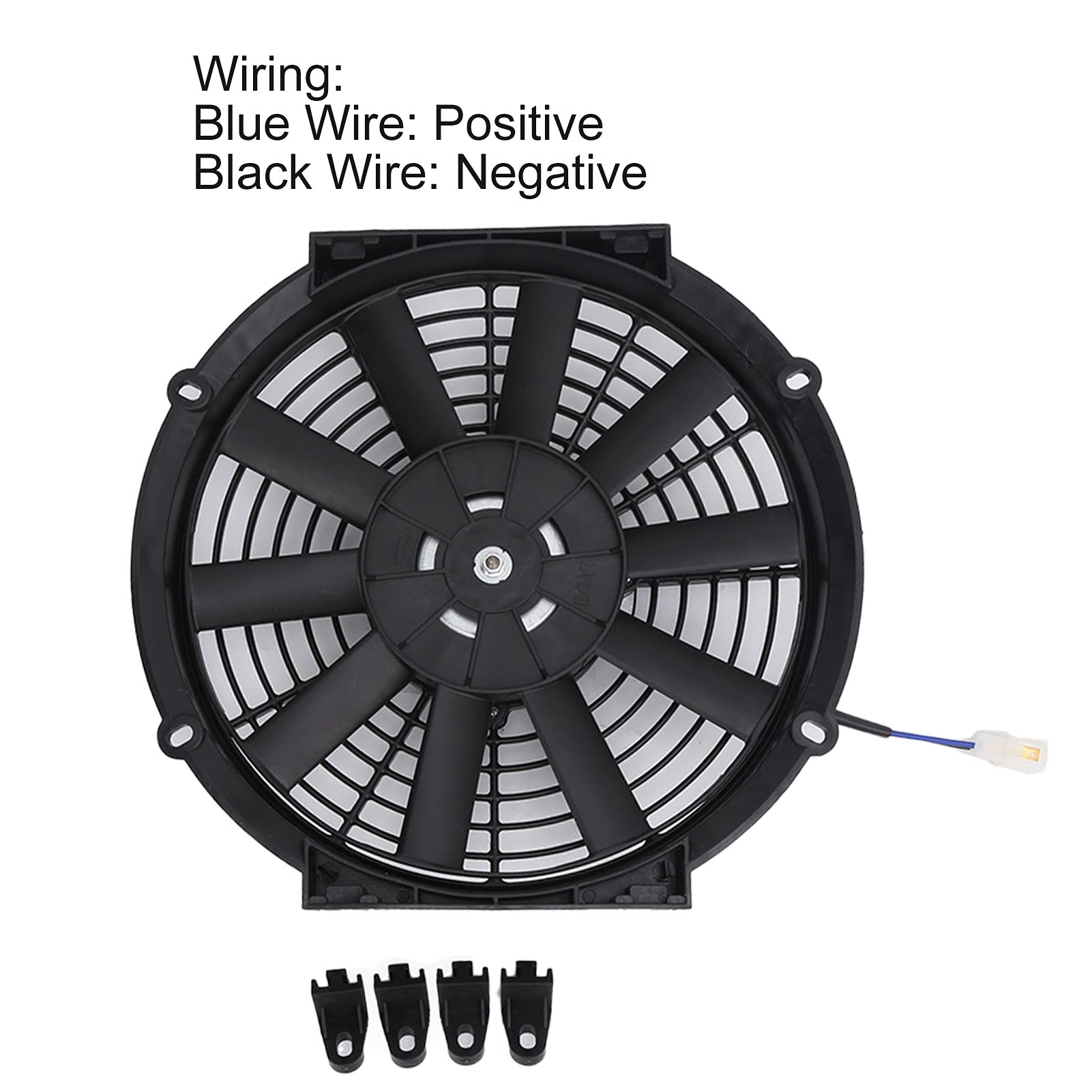 Acouto 10In Slim Electric Fan Automotive 24V Slim Electric Cooling Fan Radiator 80W 2100Rpm 10 Straight Blades Universal For Car
