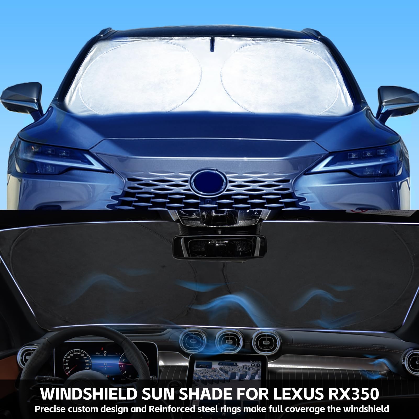 Insauto For Rx 2025 Windshield Sun Shade Sunshade Custom-Fit For Lexus Rx Suv 2016-2022 2023 2024 Windshield Cover Front Window