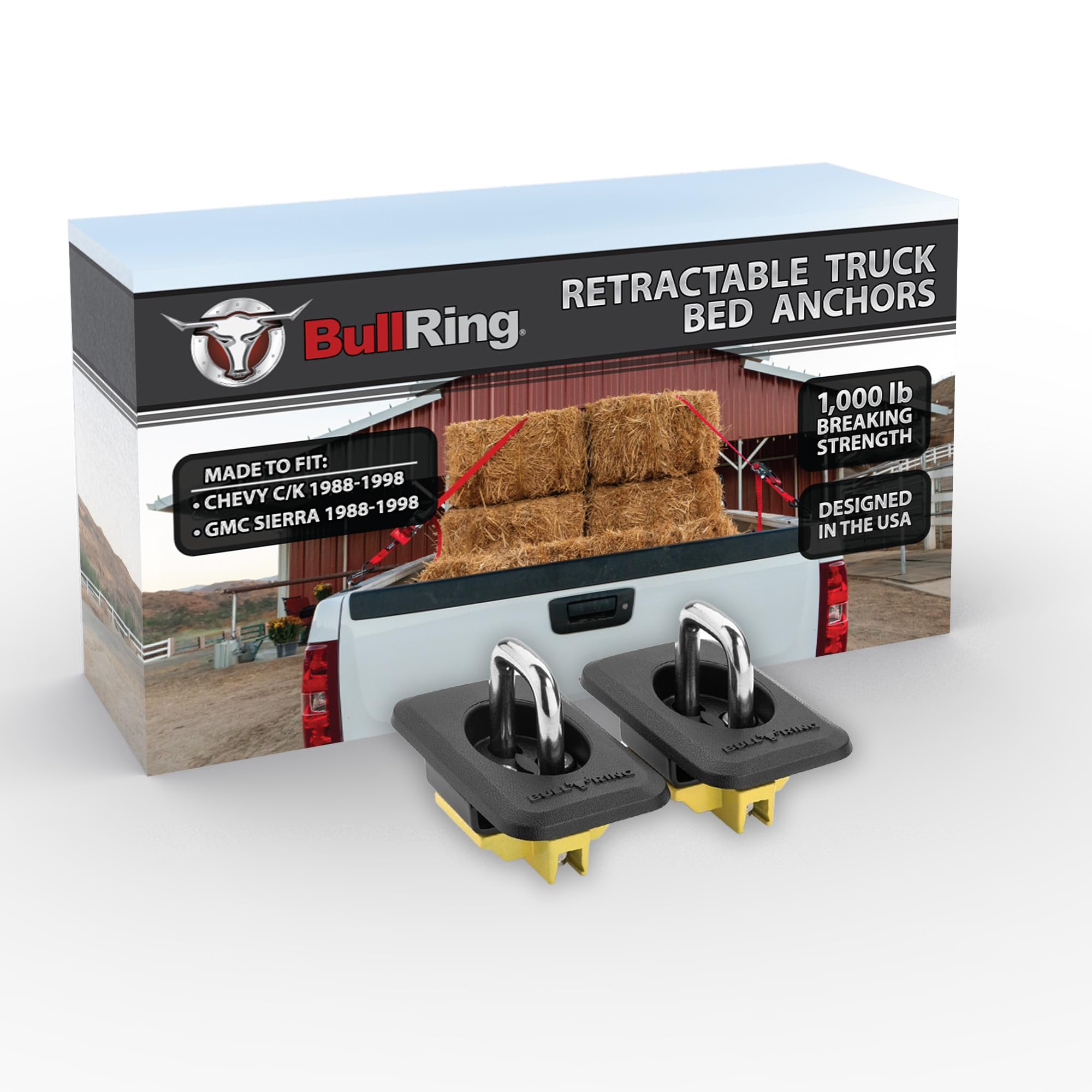 Bull Ring Raised Fit Classic Truck Bed Tie Down Anchors For 1988-1998 Chevy C/K, 1988-1998 Gmc Sierra (1 Pair)