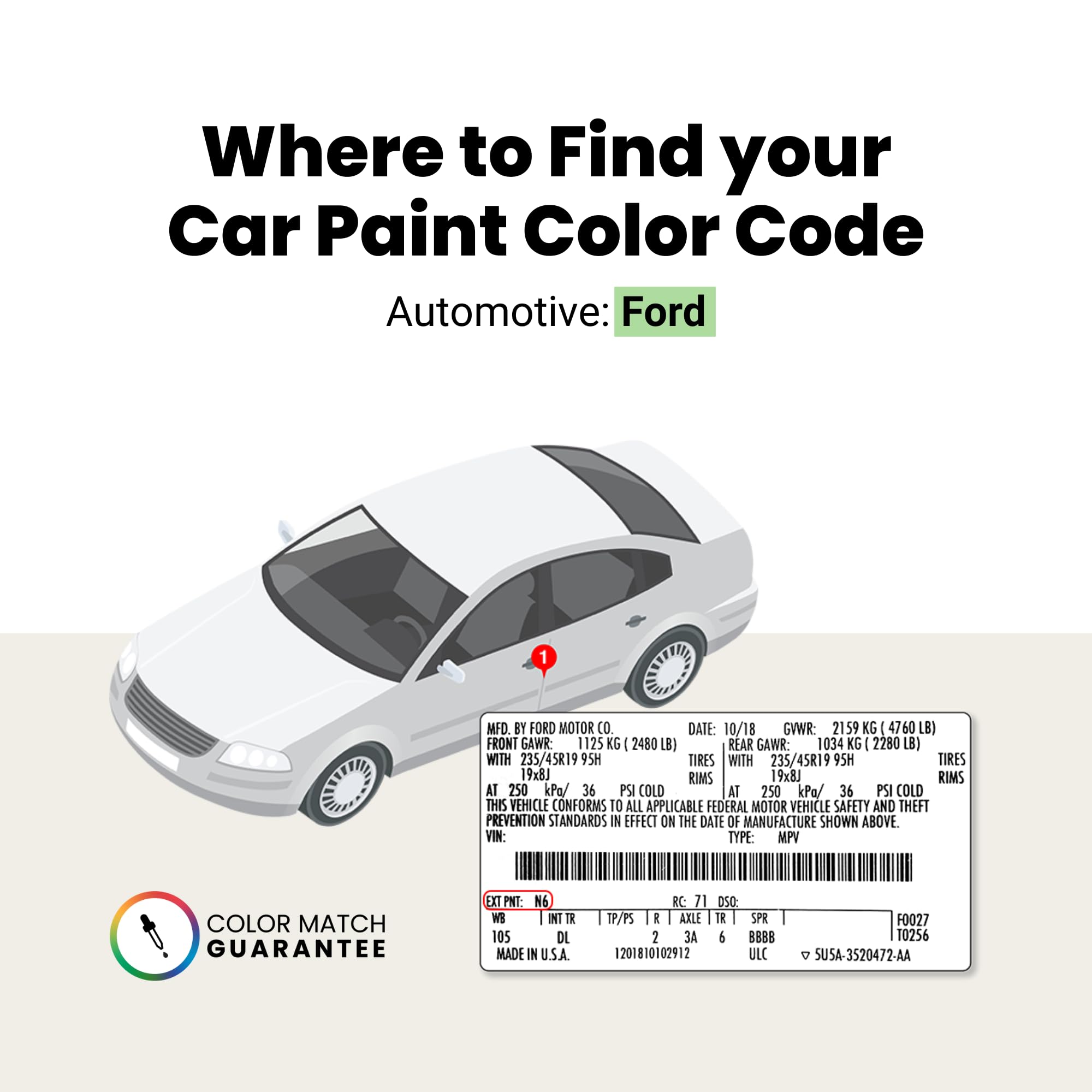 Touchupdirect Yz/Z1/M6887 Oxford White Compatible With Ford Exact Match Scratch Repair Touch Up Paint - Brush Kit