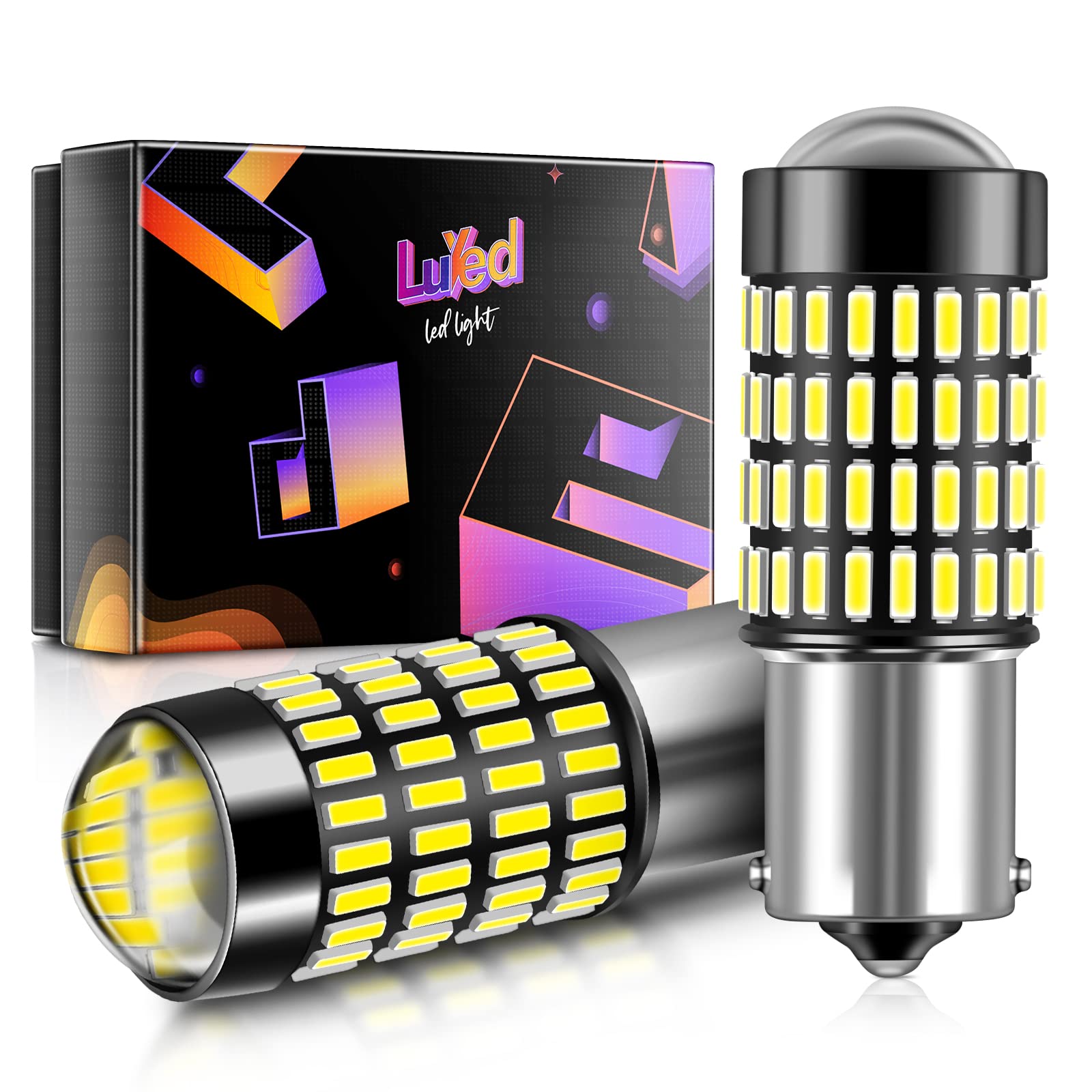 LUYED 1156 1141 LED Bulb 3400 Lumens Extremely Bright 1003 7506 BA15S P21W LED Light Bulbs for Backup Reverse Tail Turn Signal Lights,Xenon White,Pack of 2(Brightest LED in Market)