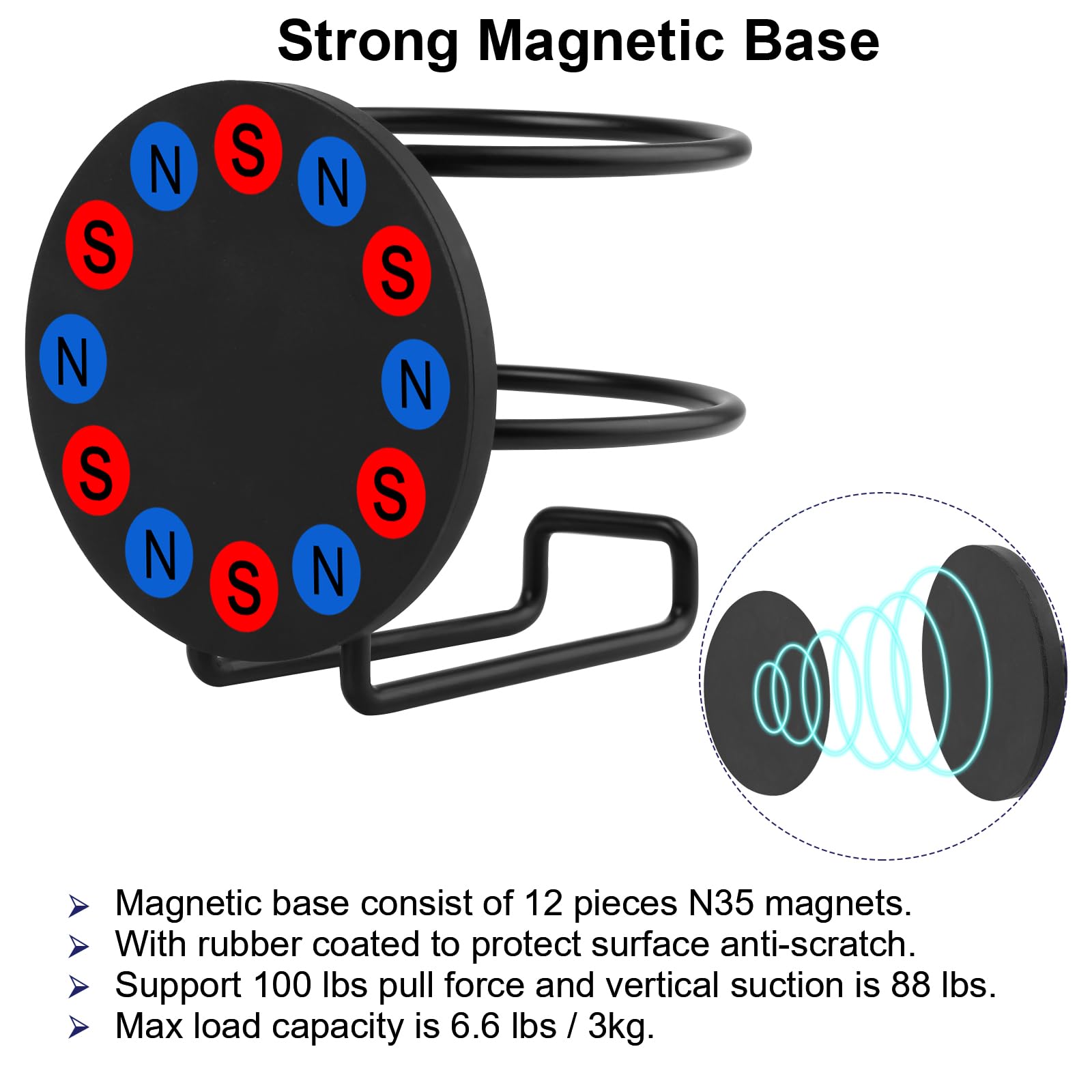 Magnetic Cup Holder,Heavy Duty Metal Drink Holder,3.46 Inch / 8.8 Cm Strong Base,Bottle Holder For Refrigerator/Treadmill/Truck/