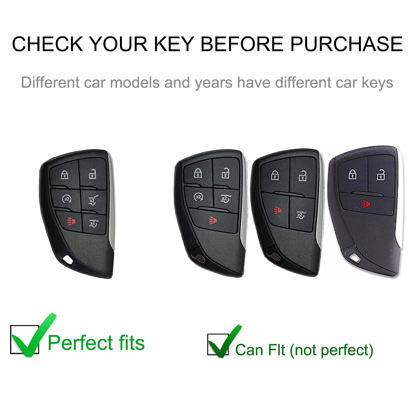 Cacarlike For Buick Key Fob Cover With Buick Keychain, Car Key Fob Case Compatible With Buick 2021 2022 Chevrolet Suburban Tahoe