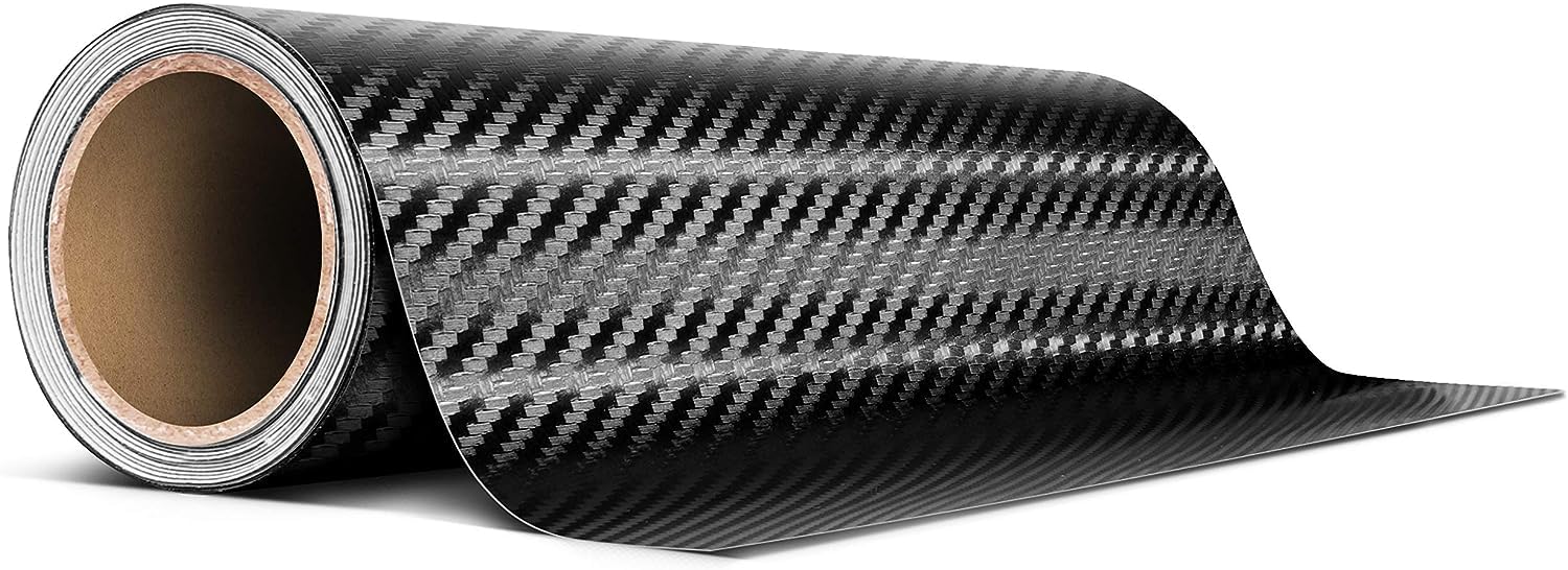VViViD Black Carbon Fiber Air-Release Adhesive Vinyl Tape Roll (12 Inch x 20ft)