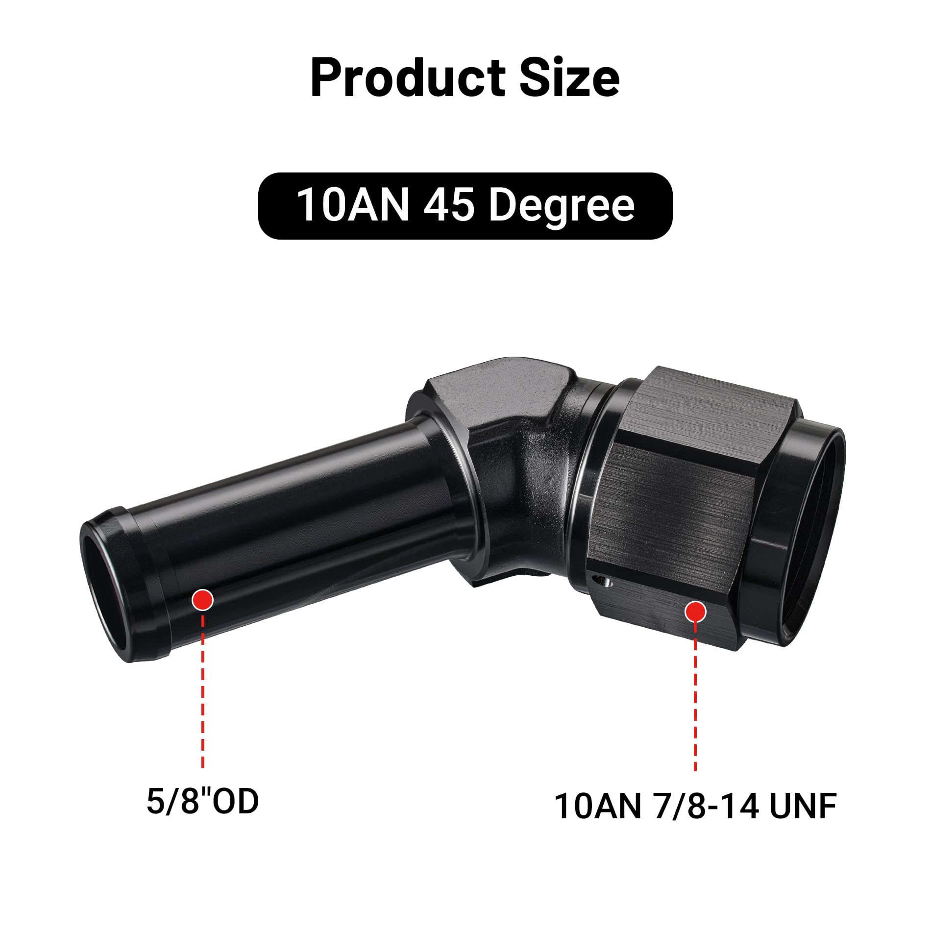 EVIL ENERGY 10AN Female to 5/8'' Barb Hose Fitting 45 Degree Swivel 2PCS