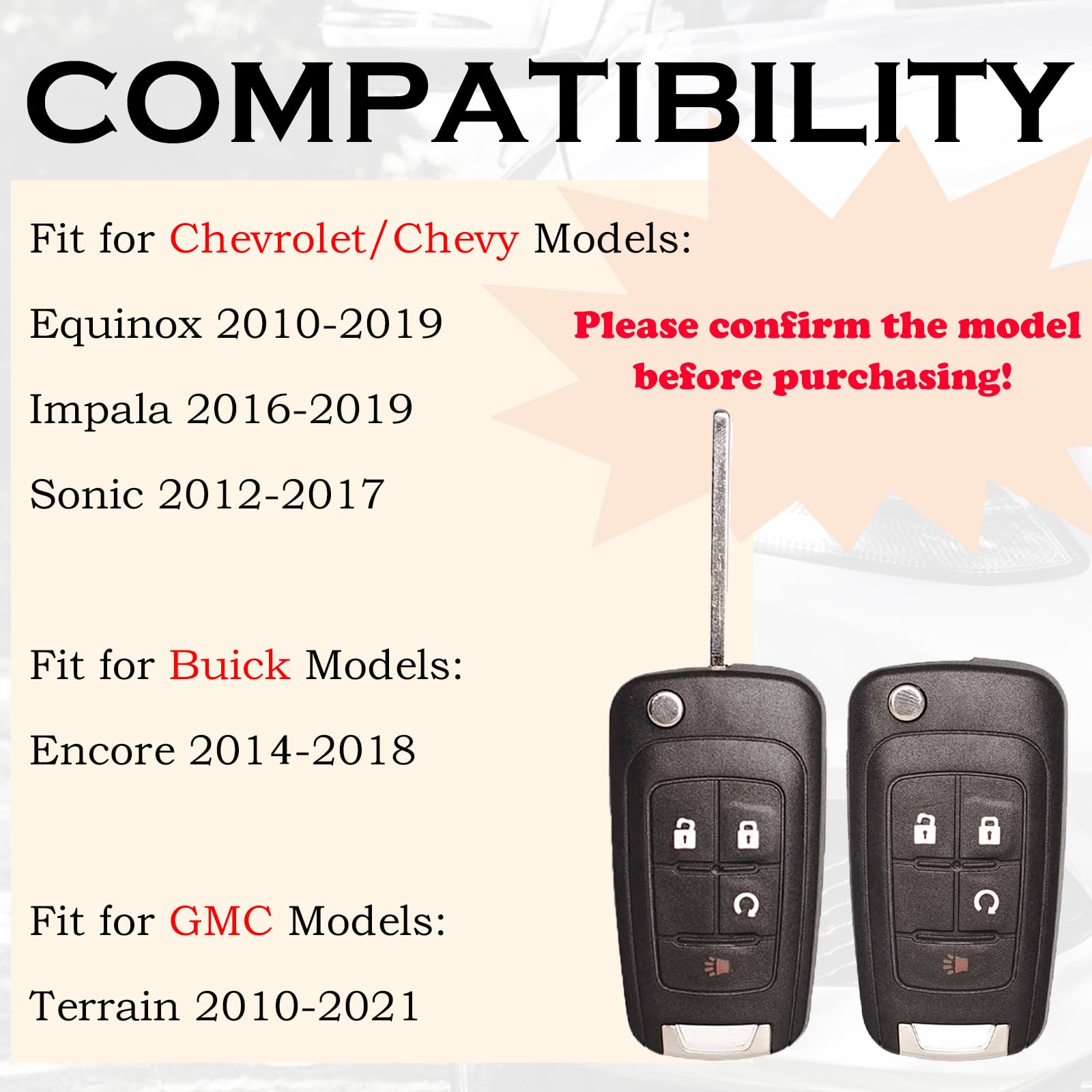 SUPALAND Keyless Entry Remote Control Key Fob Replacement Fits for GMC Terrain 2010-2021 Buick Encore 2014 2015 2016 2017 2018 C