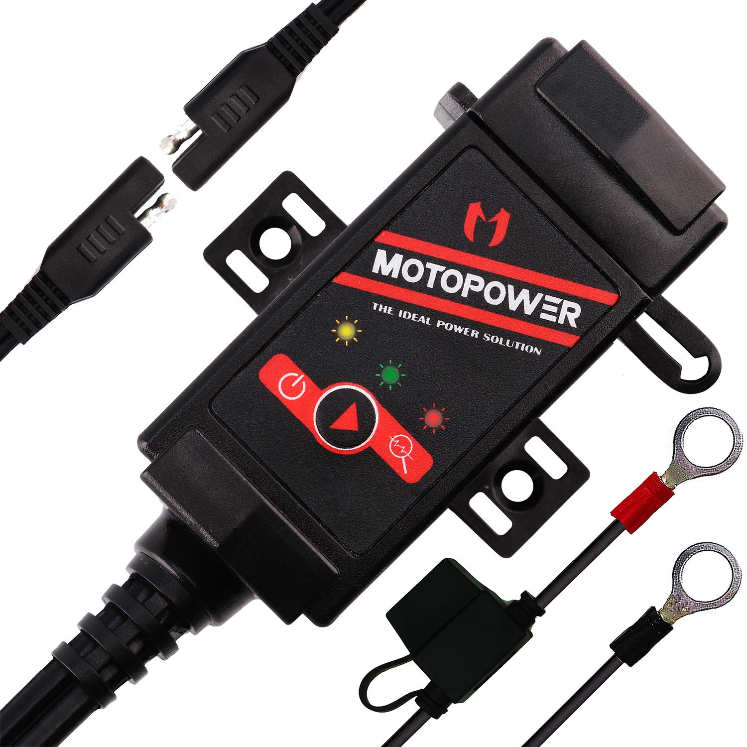 Motopower Mp0608 3.1Amp Motorcycle Dual Usb Port Sae To Usb Adapter Battery Monitor With Switch Control And Led Indicators