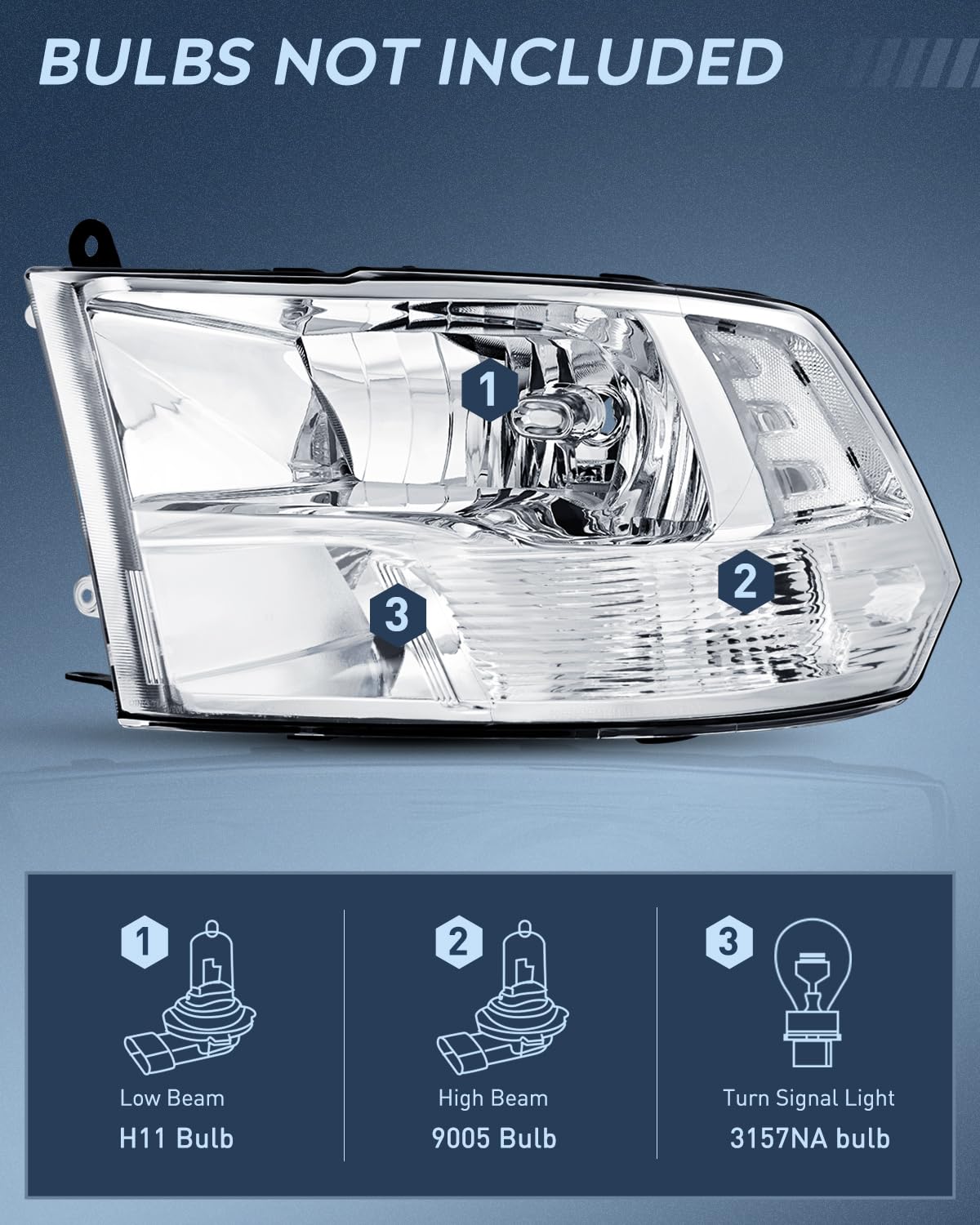 Nilight Headlight Assembly 2009 2010 2011 2012 2013 2014 2015 2016 2017 2018 Ram 1500 2500 3500 Pickup Quad Headlamp Assembly Re