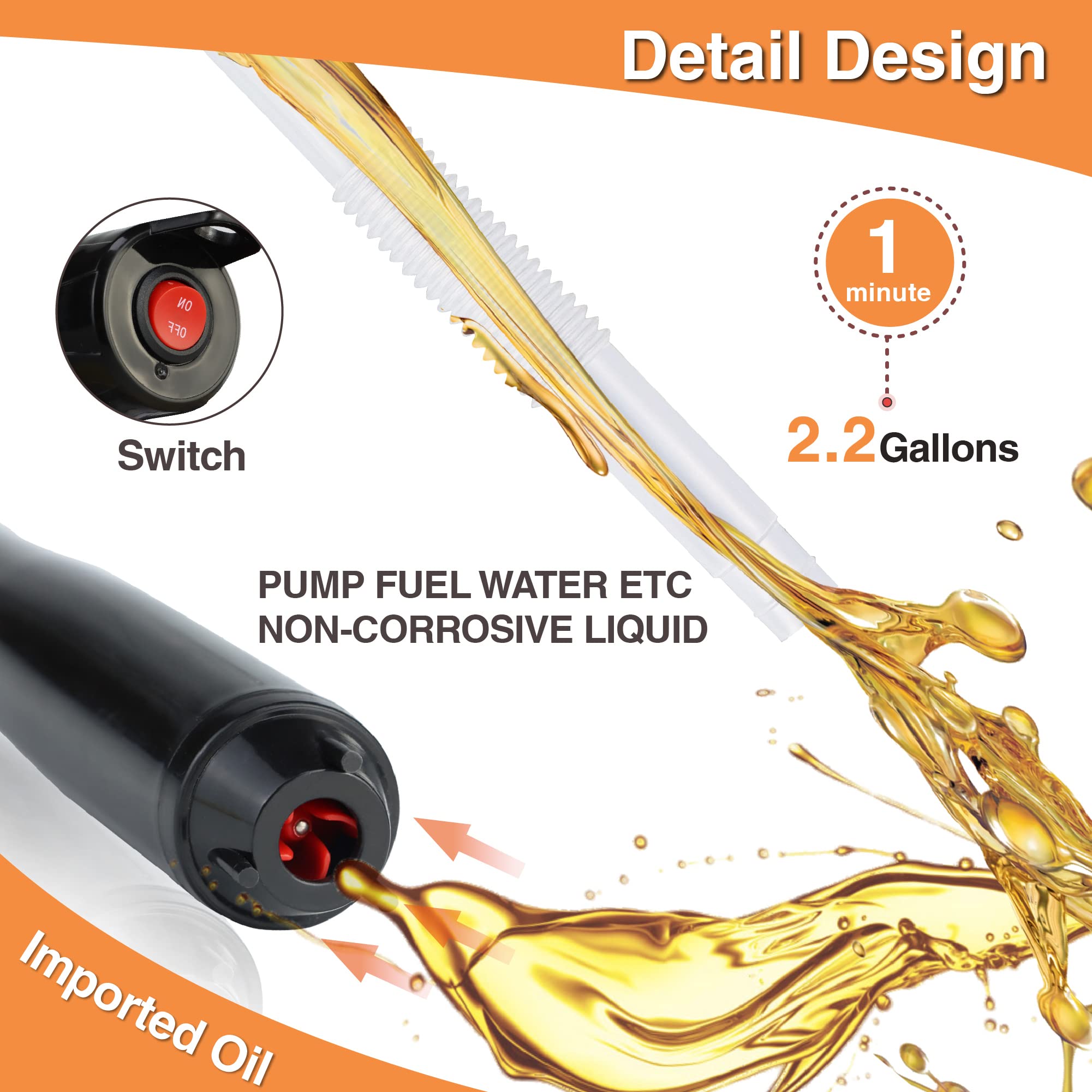 Aetleemo Portable Power Battery Pump, Battery Operated Liquid Transfer Pump, 2.2 Gallons Per Min, For Gasoline Diesel Fuel