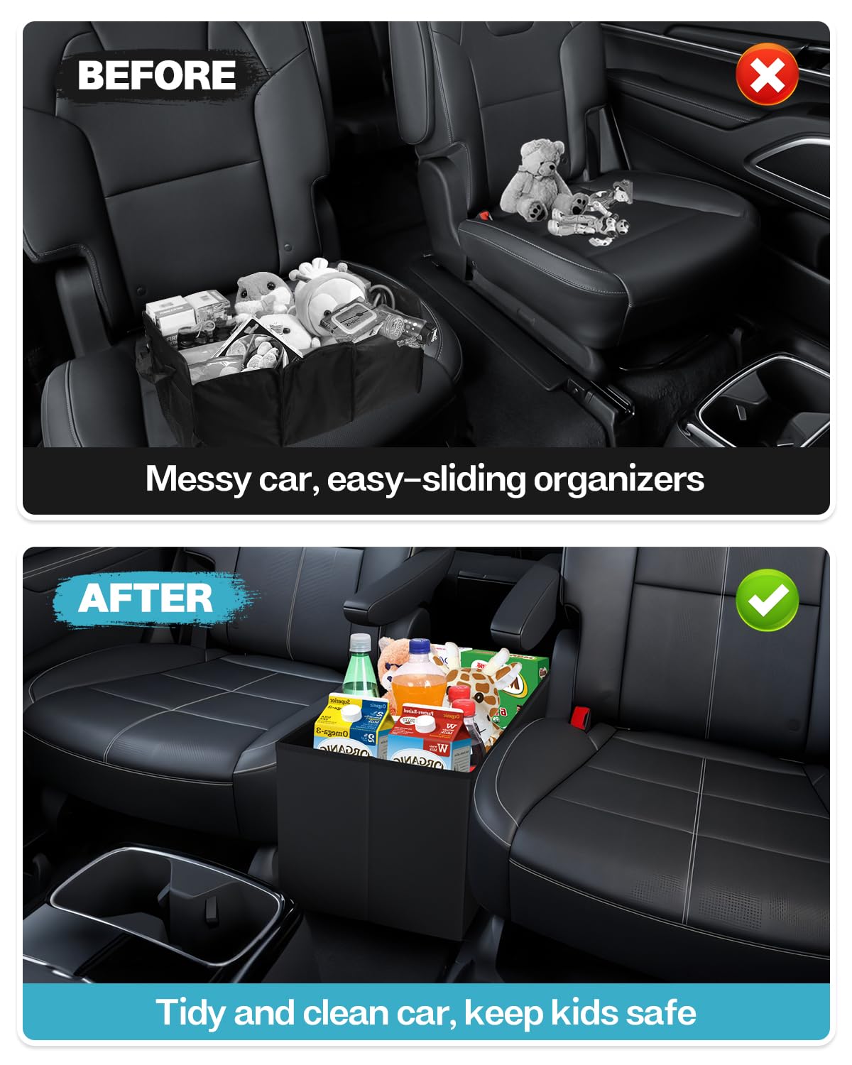 Mixsuper Liner Car Seat Organizer for Kia Telluride 2025 2024 2023 2022 2021 2020, Console Organizer Backseat Box for Kia Tellur